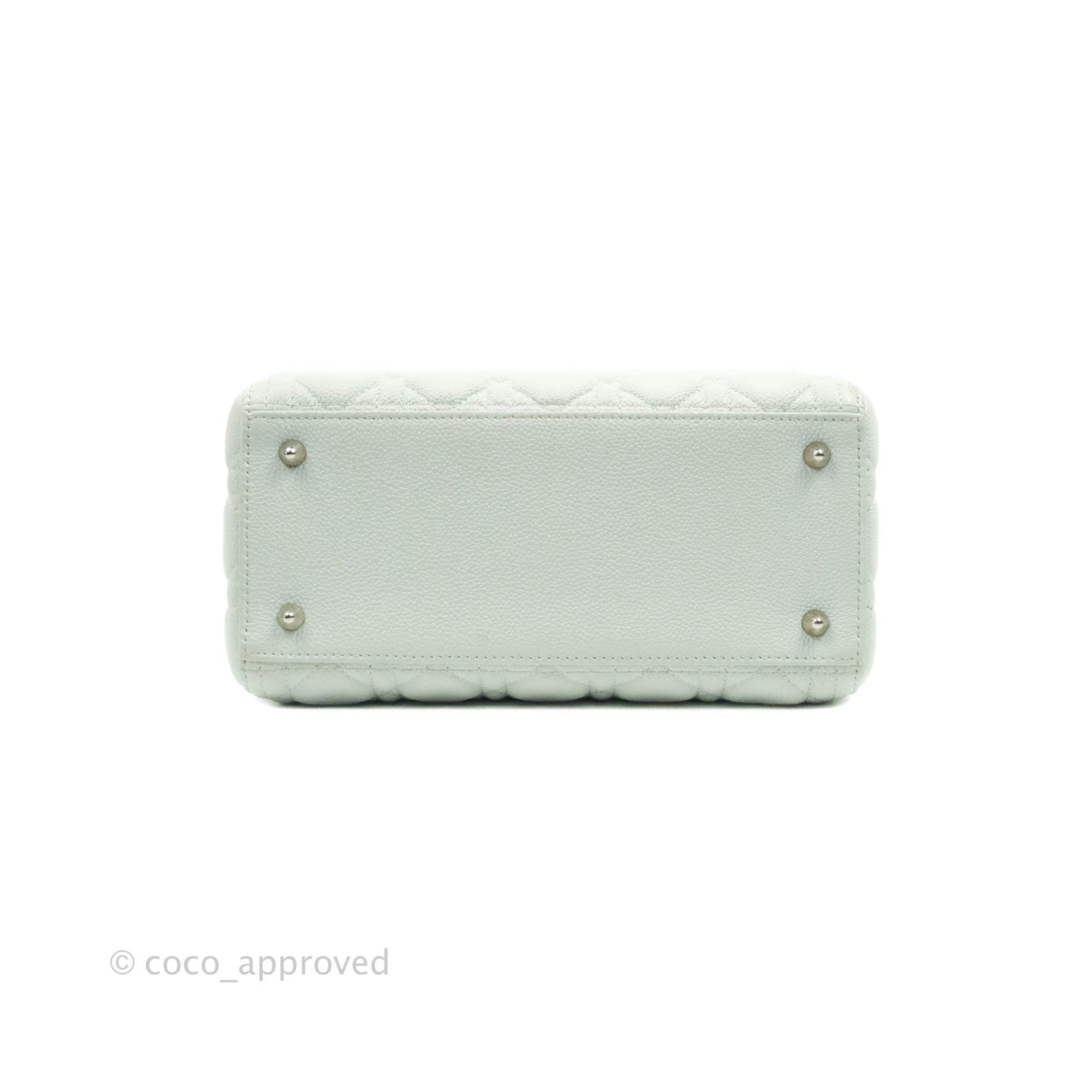 Christian Dior Medium Lady Dior Light Mint Grained Leather Silver Hardware
