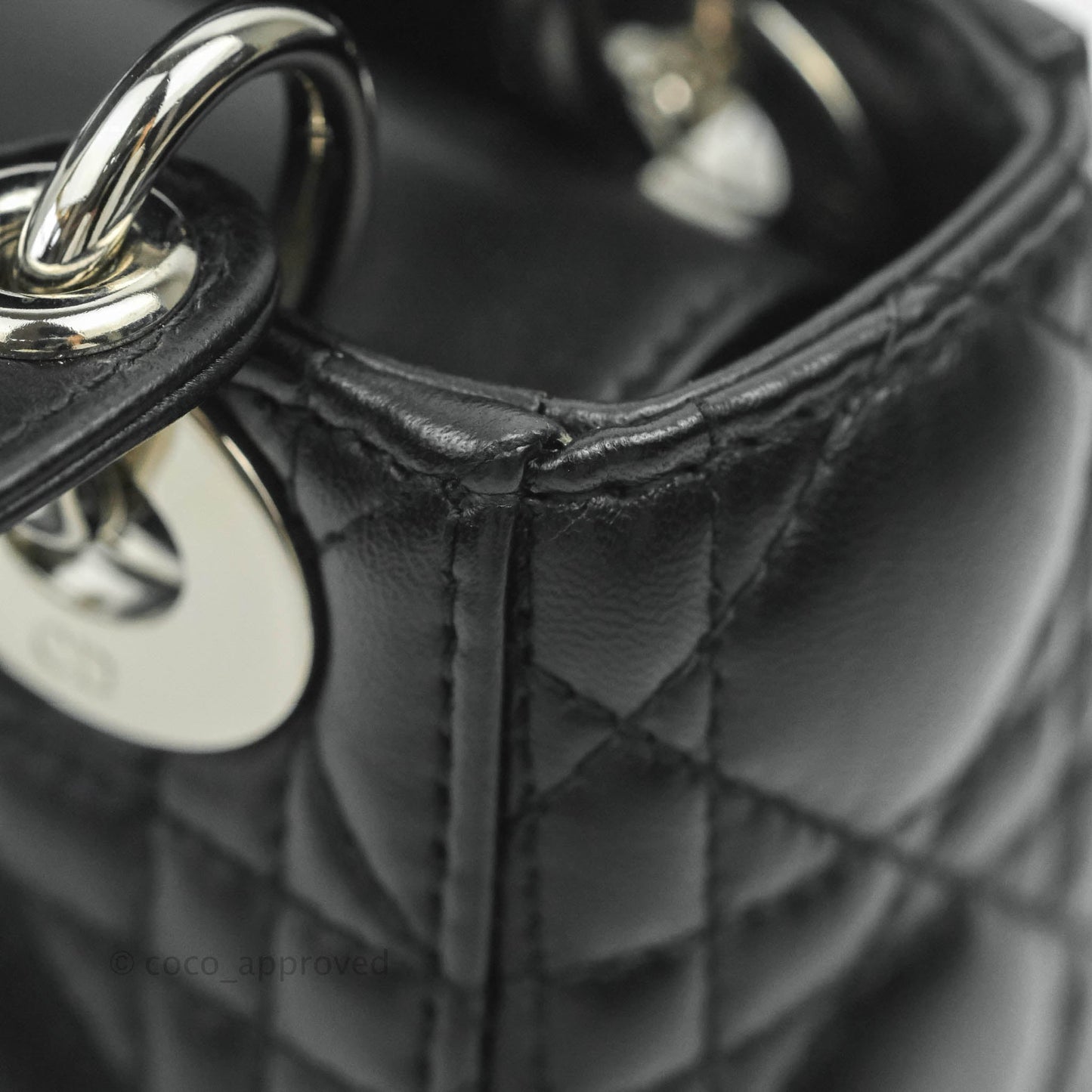 Christian Dior Cannage Mini Lady Dior Black Silver Hardware