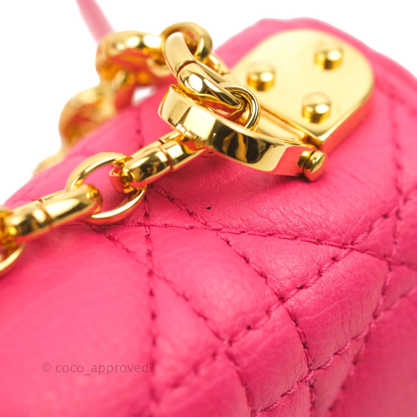 Christian Dior Micro Caro Bag Pink Gold Hardware