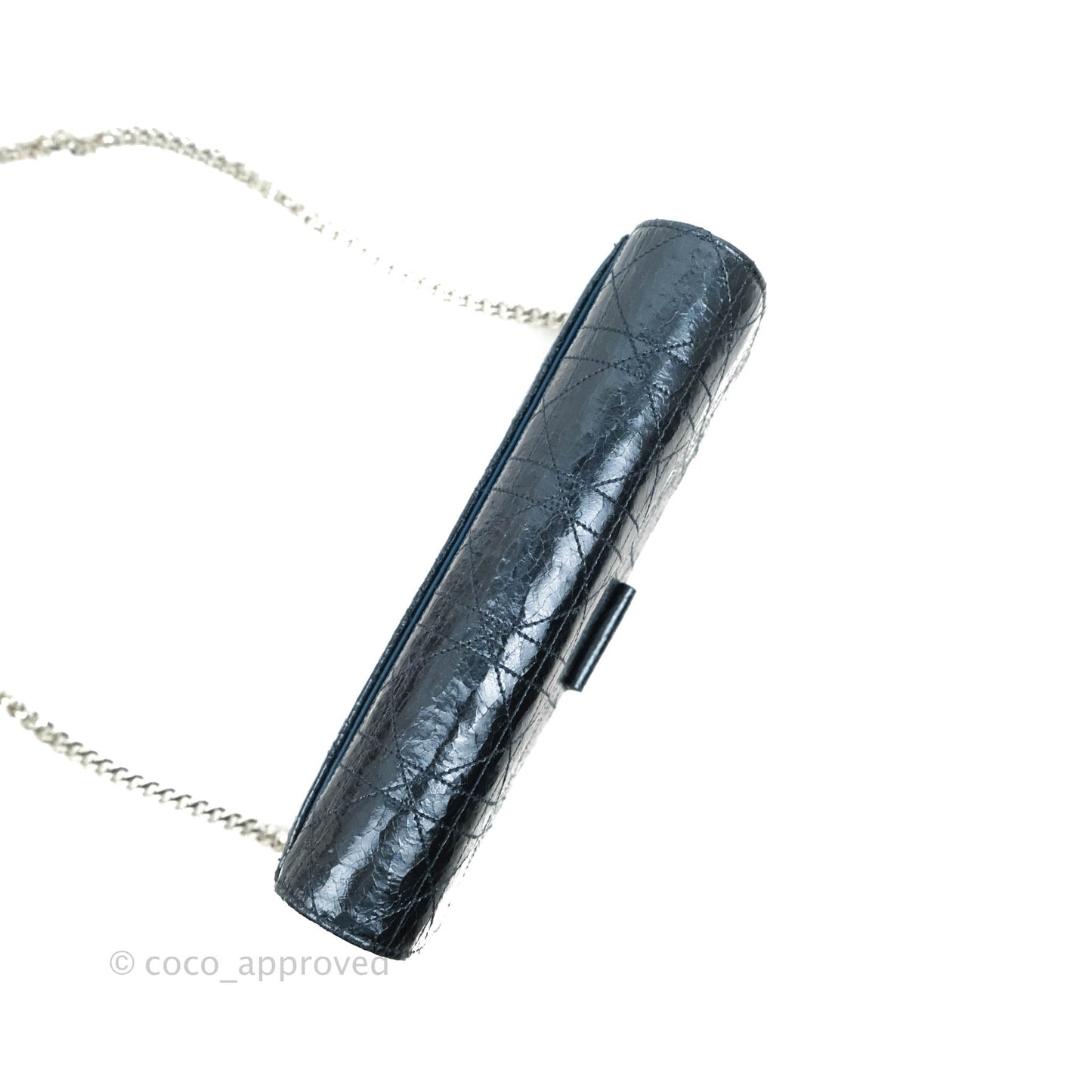 Christian Dior Miss Dior WOC Cannage Metallic Blue Silver Hardware
