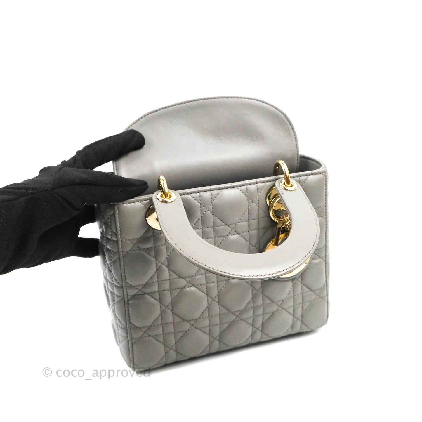 Christian Dior Lambskin My ABCDior Lady Dior Grey Gold Hardware
