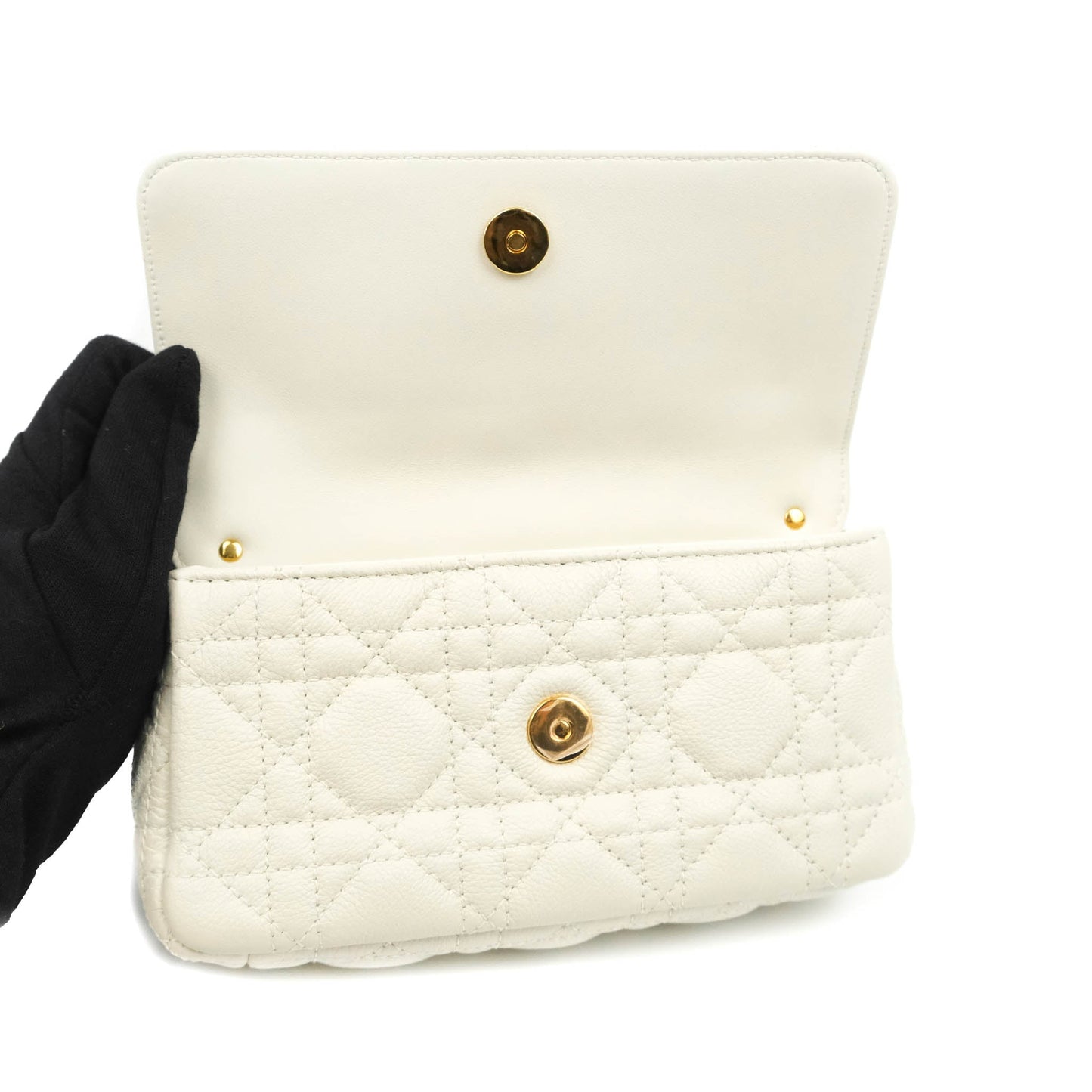 Dior Caro Pouch with Chain Latte Supple Cannage Calfskin