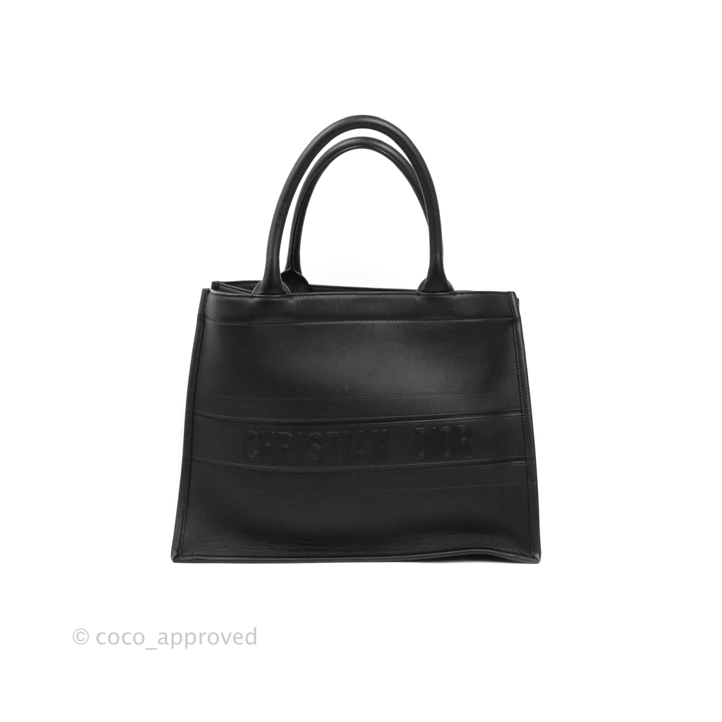 Christian Dior Medium Embossed Book Tote Black Calfskin