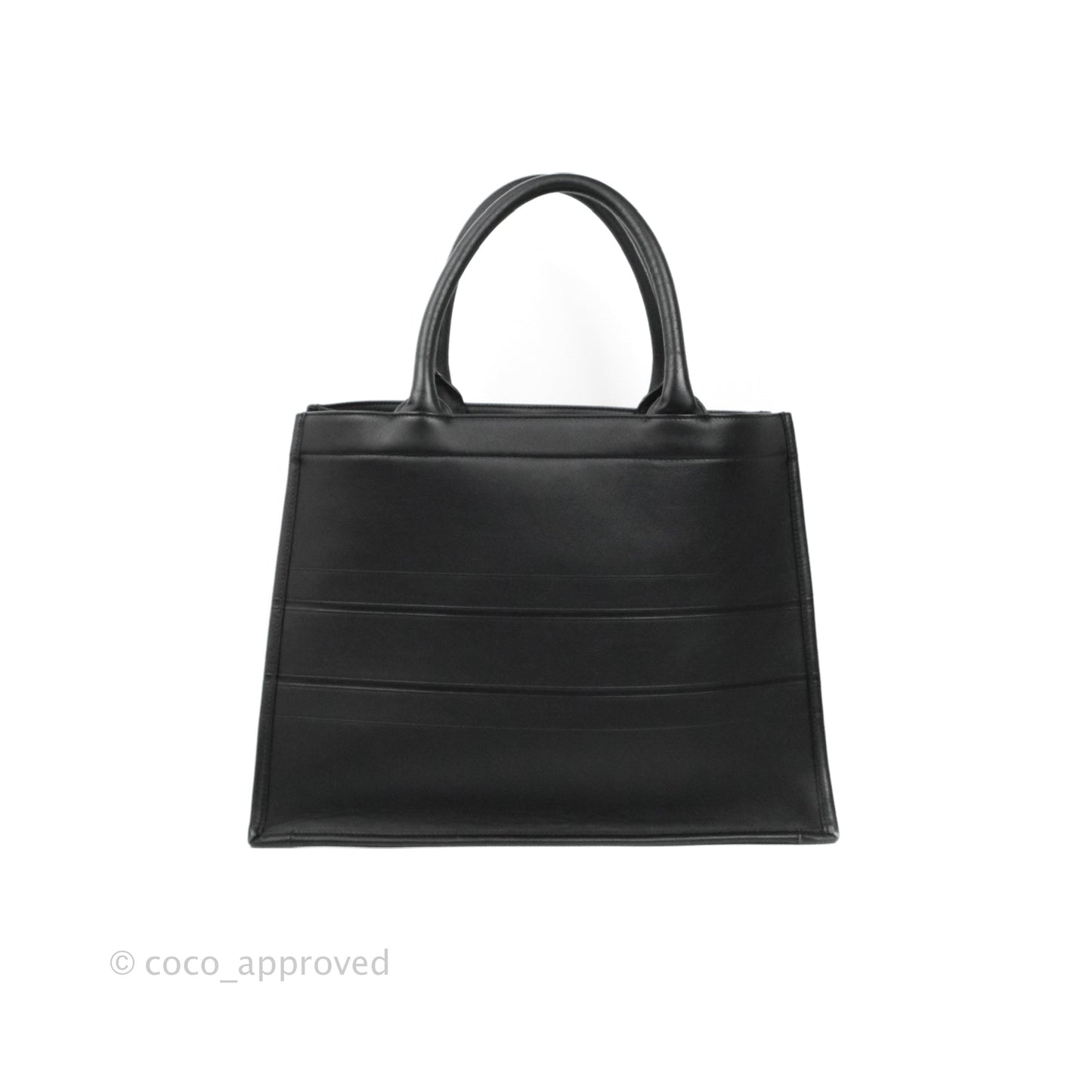 Christian Dior Medium Embossed Book Tote Black Calfskin