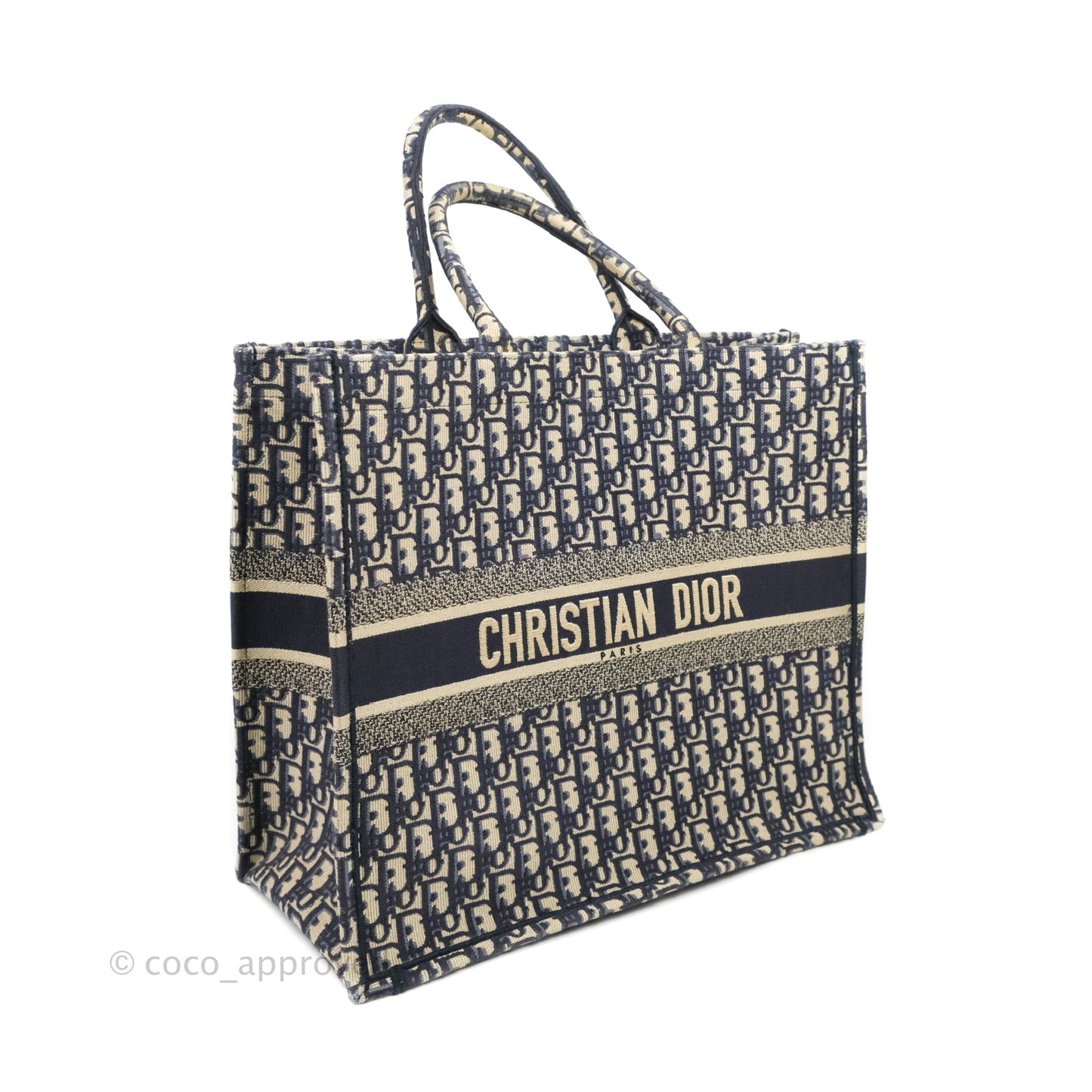 Christian Dior Large Dior Oblique Embroidery Canvas Book Tote