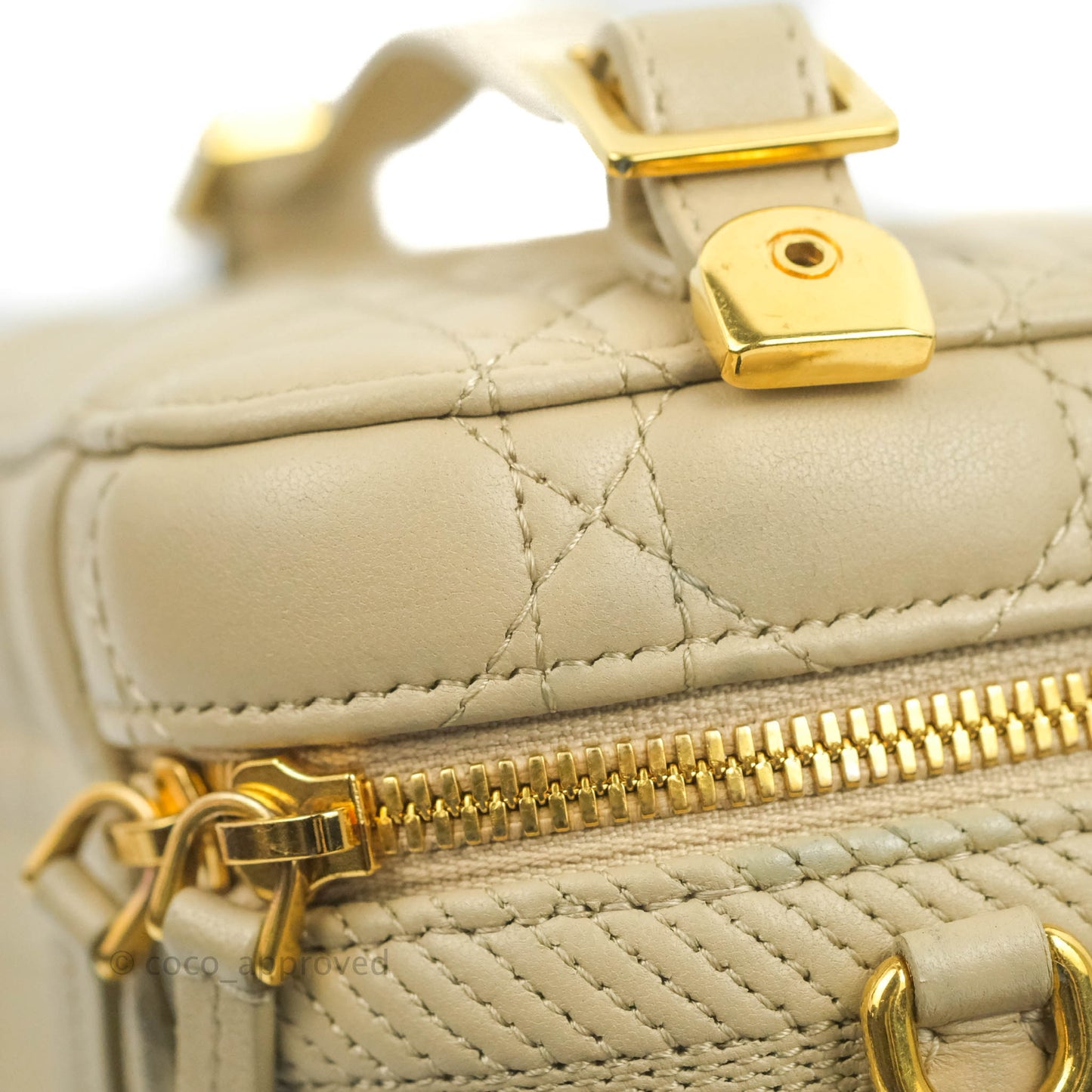 Christian Dior Small Diortravel Vanity Case Beige Lambskin Cannage