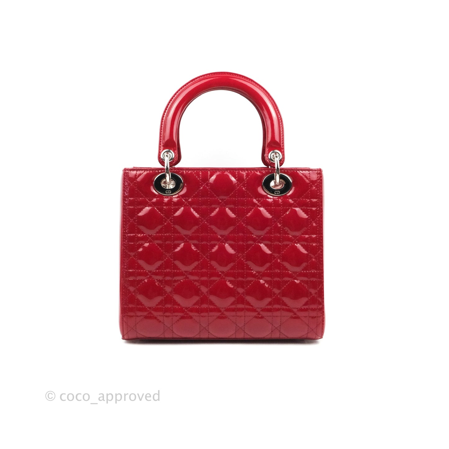 Christian Dior Medium Lady Dior Red Patent Silver Hardware