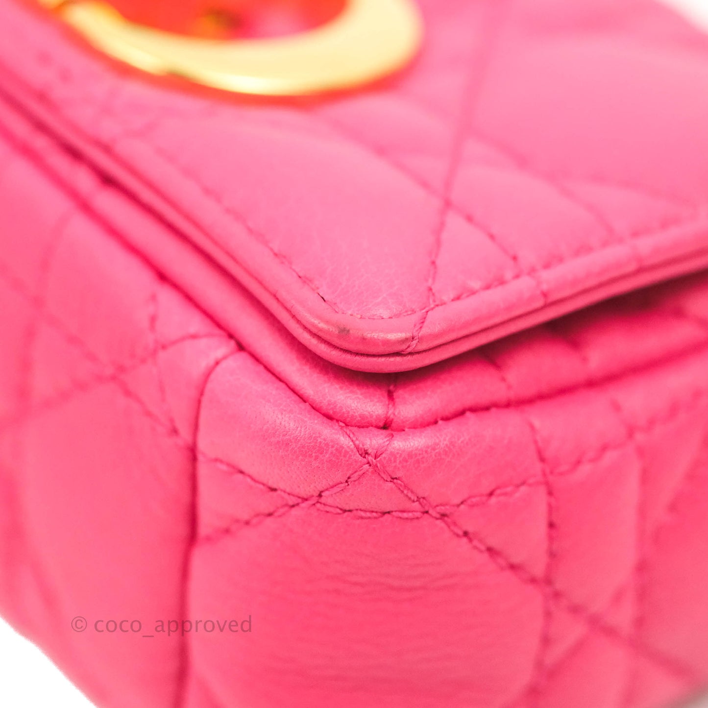 Christian Dior Micro Caro Bag Pink Gold Hardware