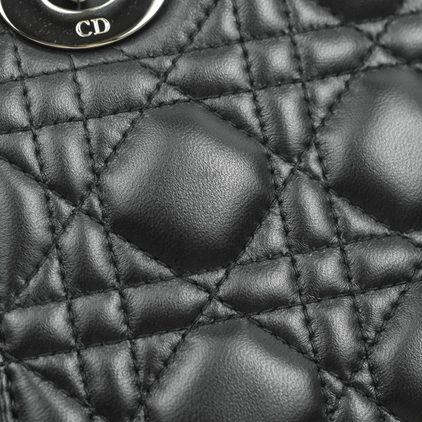 Christian Dior Cannage Mini Lady Dior Black Silver Hardware
