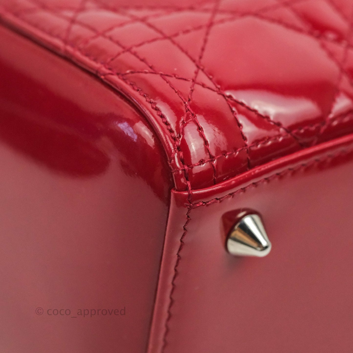 Christian Dior Medium Lady Dior Red Patent Silver Hardware