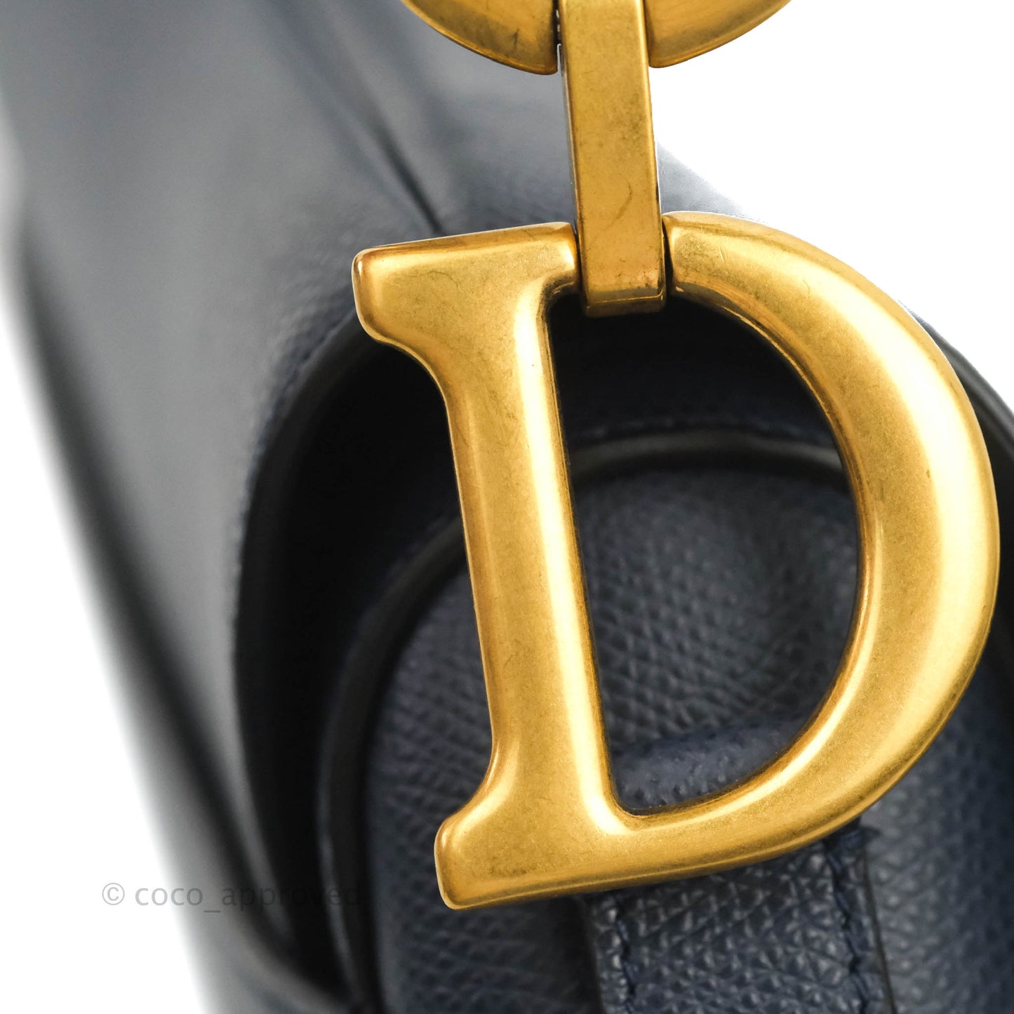 Christian Dior Saddle Bag Navy Grained Calfskin Gold Hardware