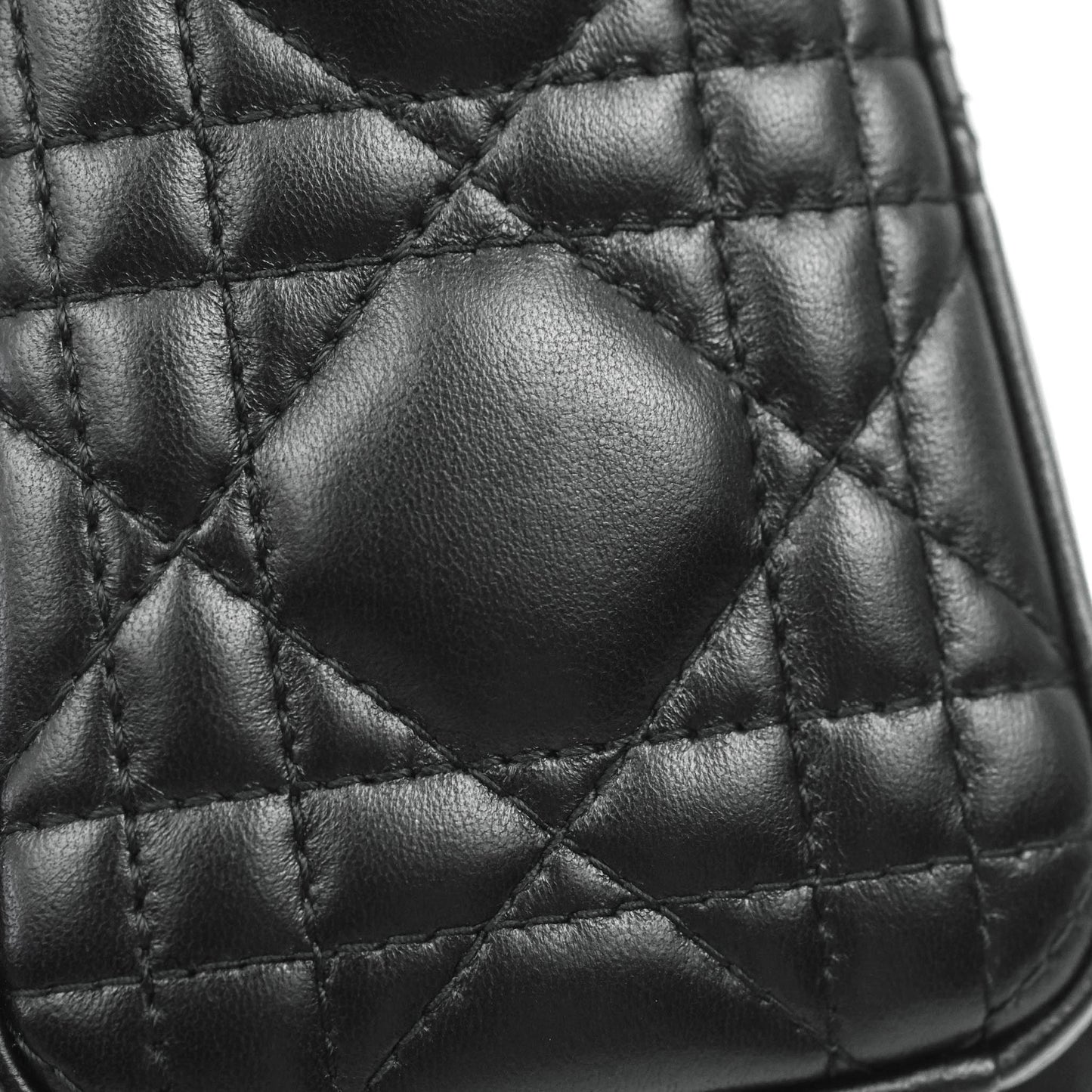 Christian Dior Cannage Mini Lady Dior Black Silver Hardware
