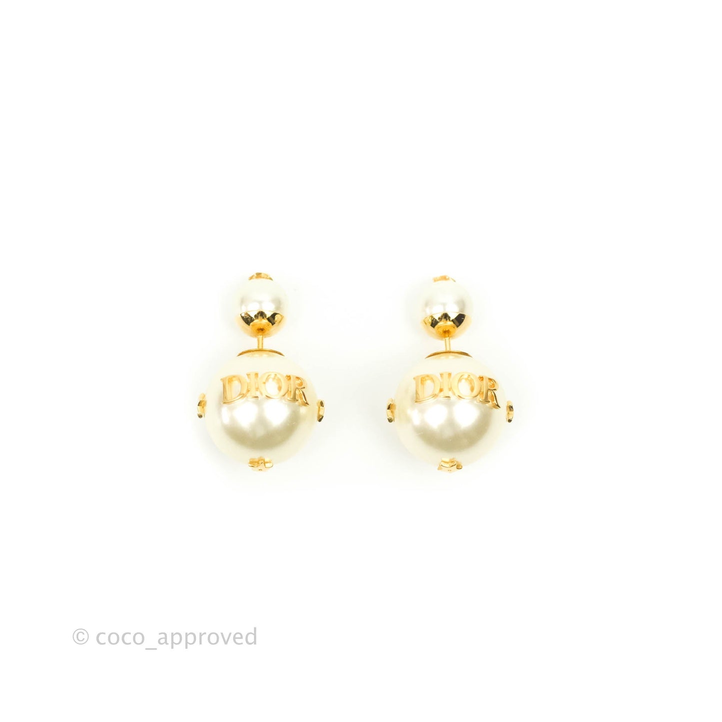 Christian Dior Pearl Star Tribales Earrings Gold Tone
