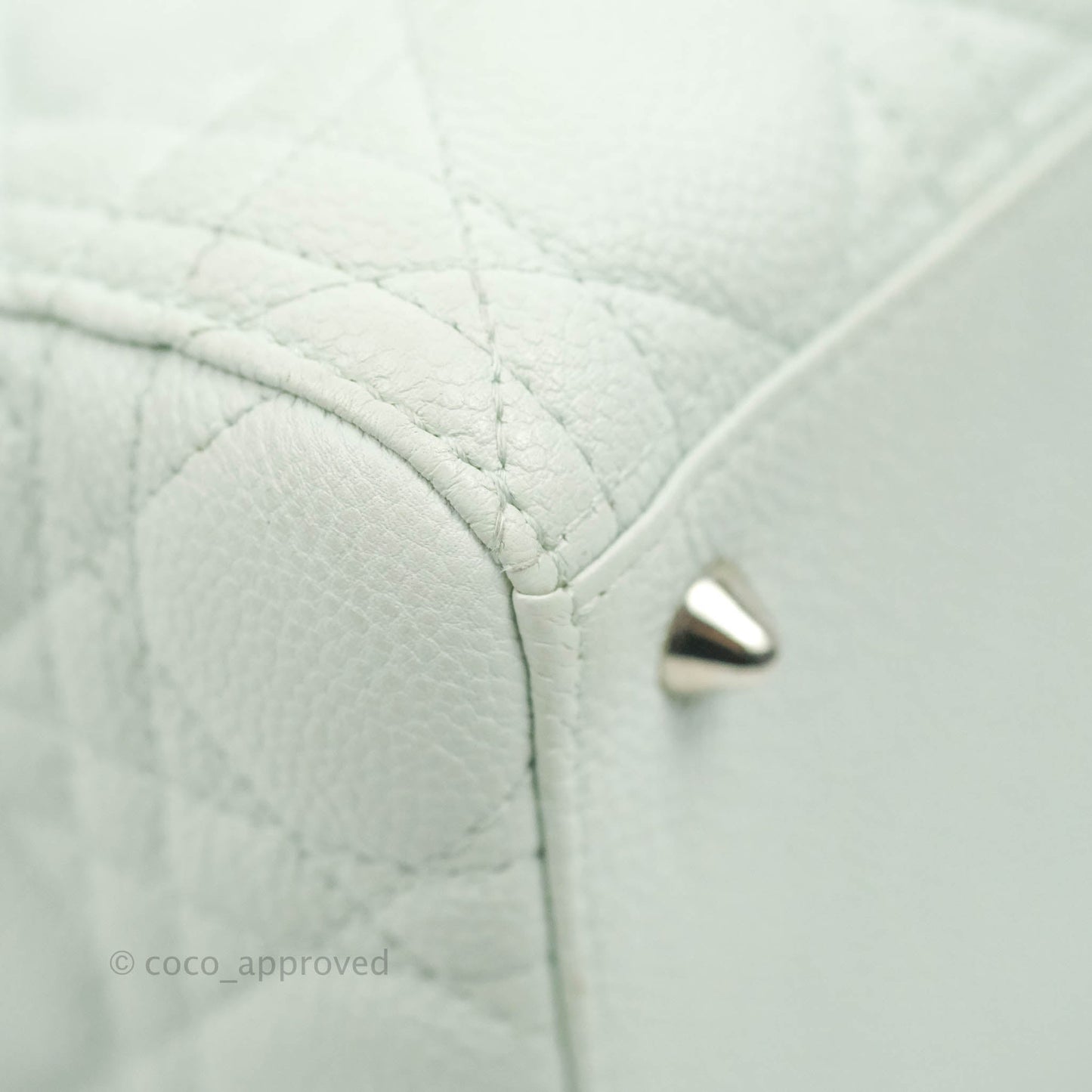 Christian Dior Medium Lady Dior Light Mint Grained Leather Silver Hardware