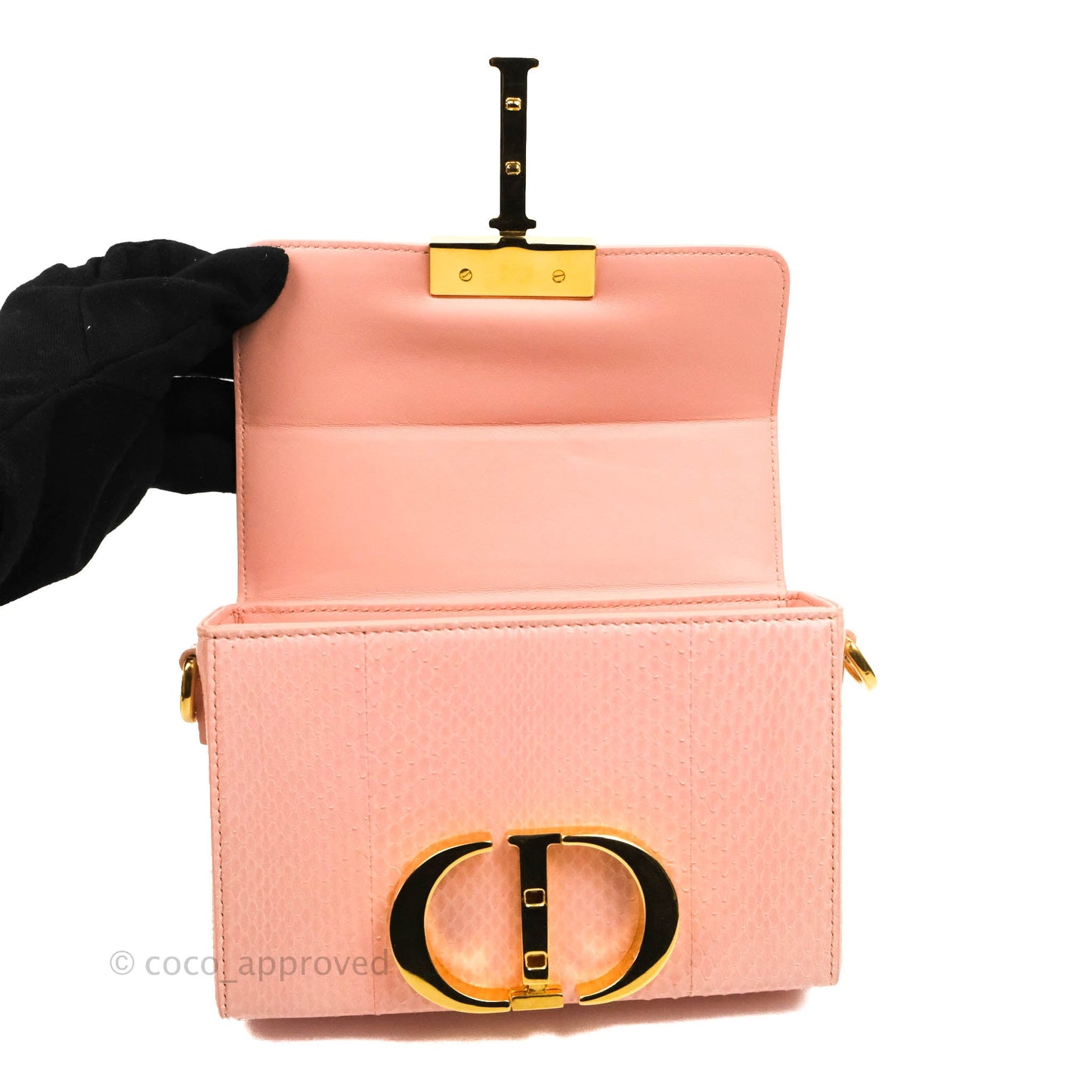 Christian Dior 30 Montaigne Box Bag Python Rose Des Vents