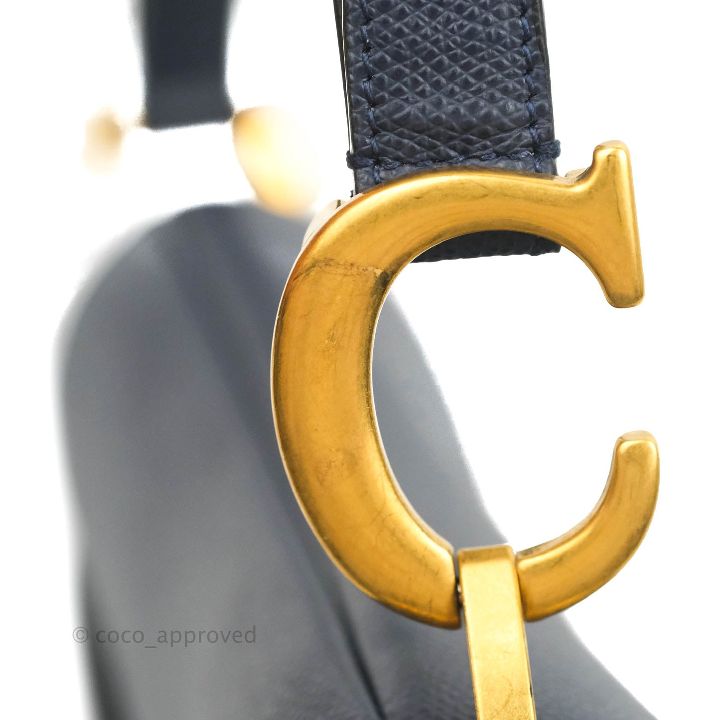 Christian Dior Saddle Bag Navy Grained Calfskin Gold Hardware