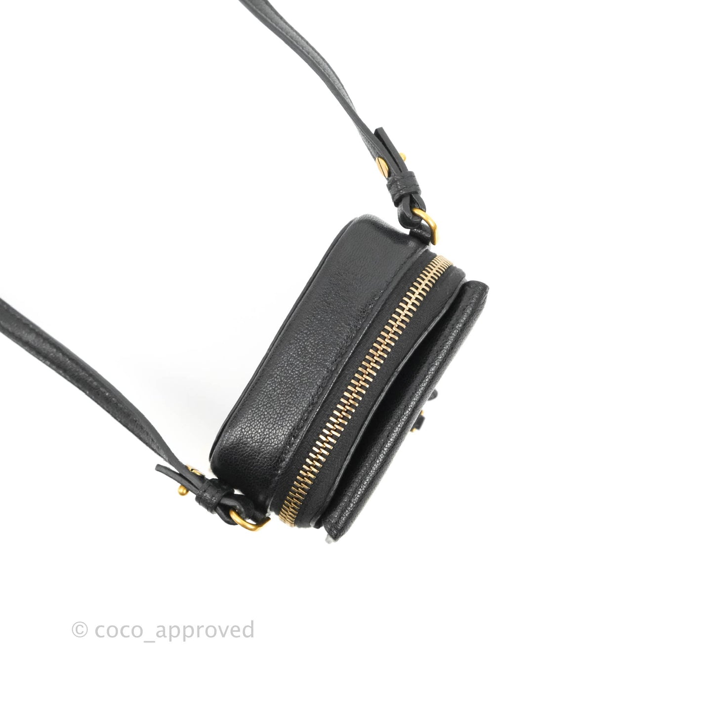 Dior Mini Saddle Shoulder Strap Pouch Black Goatskin