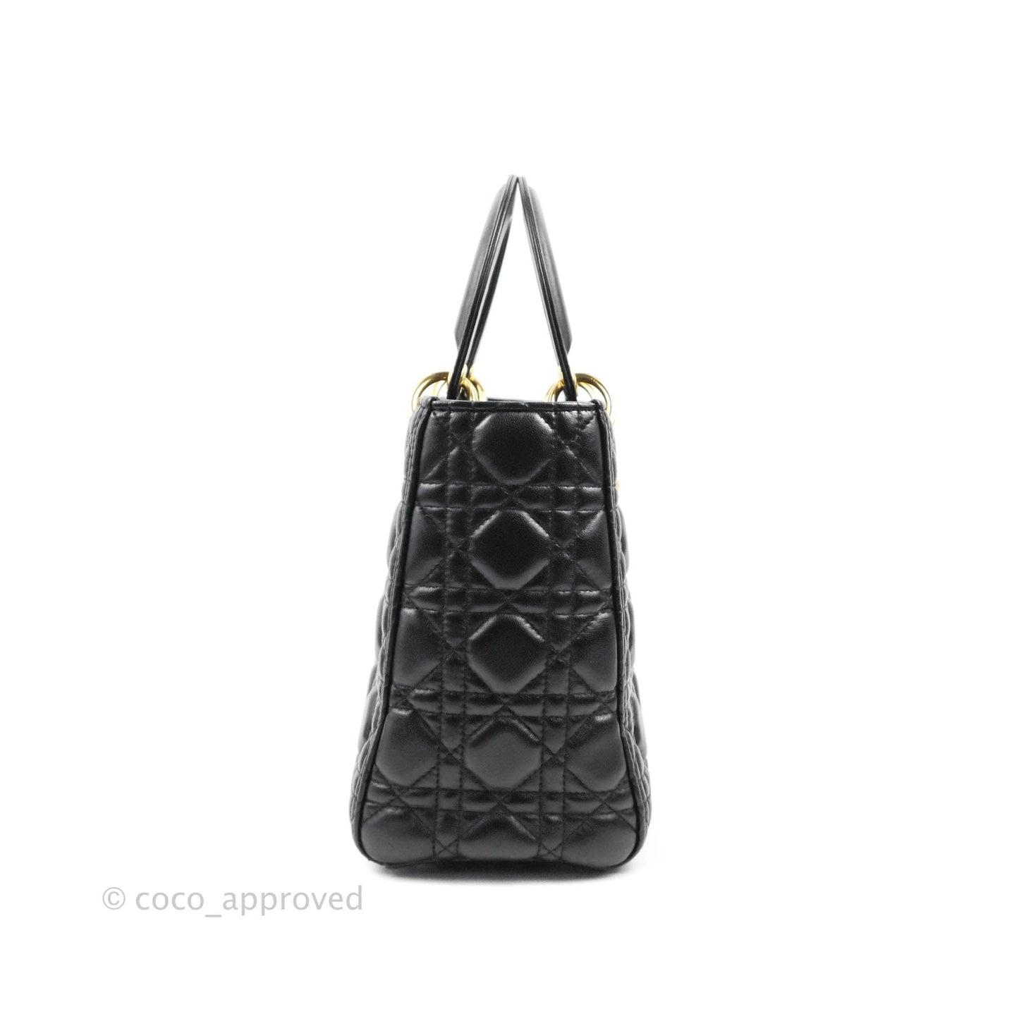 Christian Dior Medium Lady Dior Black Lambskin Gold Hardware