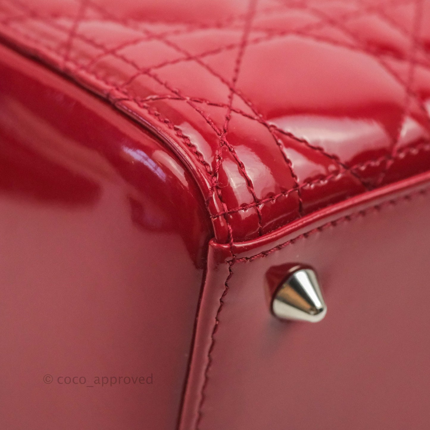 Christian Dior Medium Lady Dior Red Patent Silver Hardware