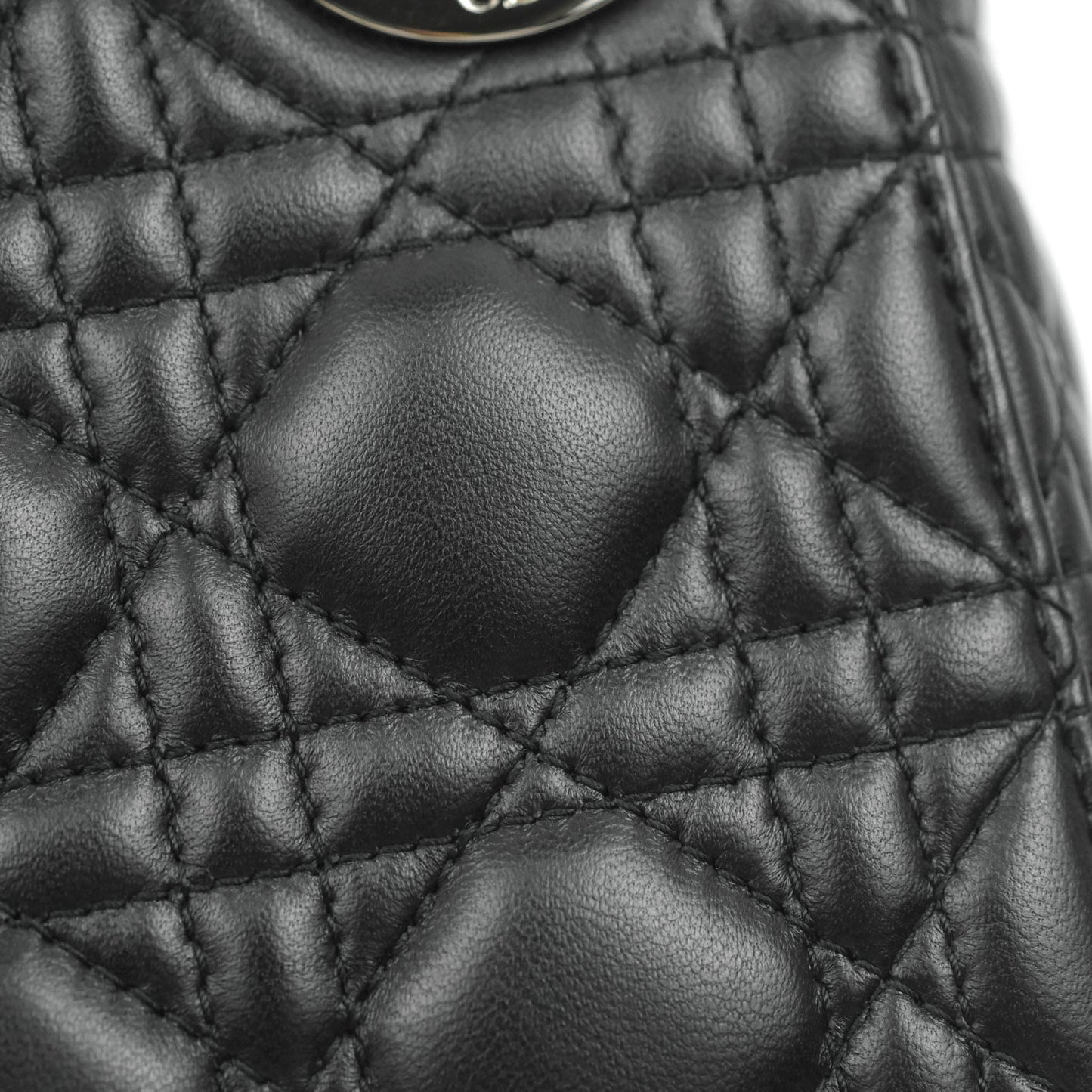 Christian Dior Cannage Mini Lady Dior Black Silver Hardware