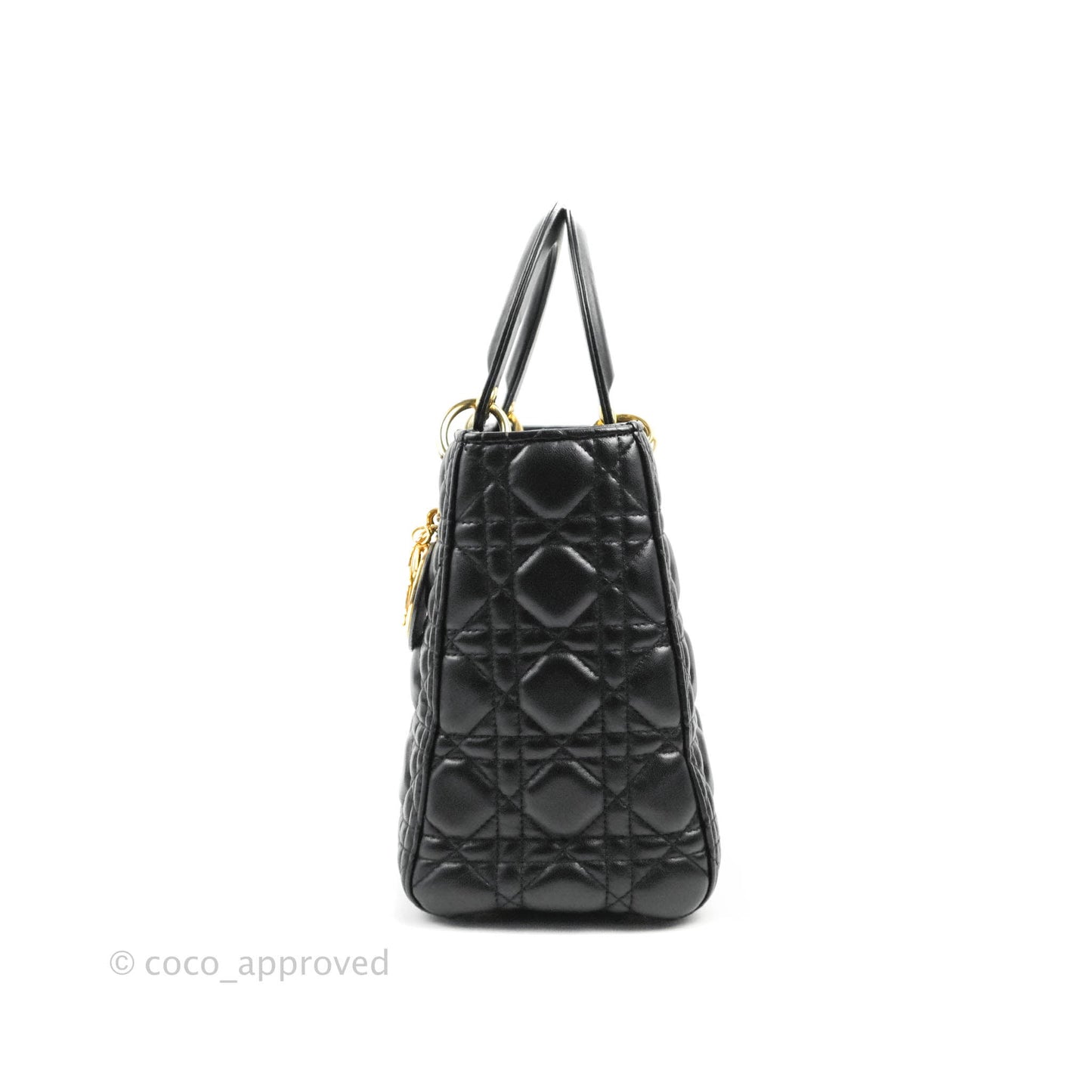 Christian Dior Medium Lady Dior Black Lambskin Gold Hardware