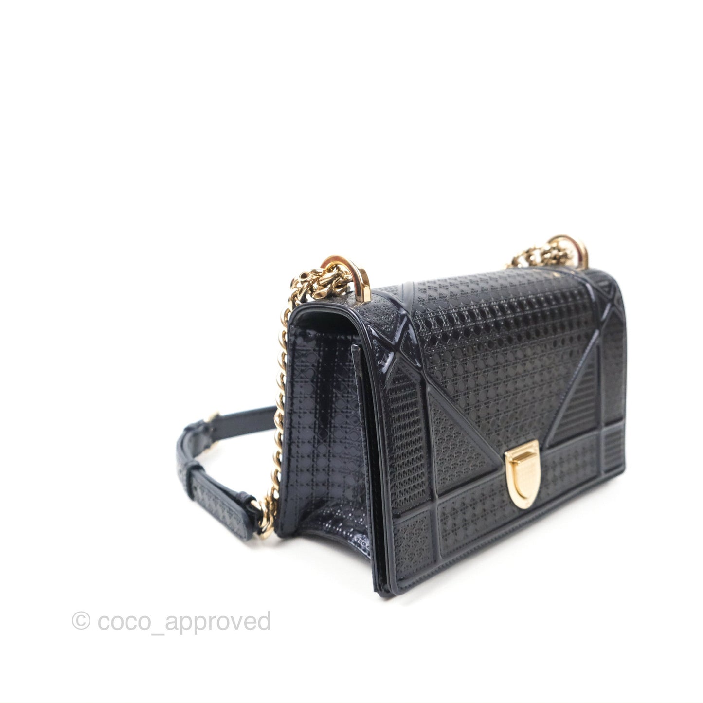 Christian Dior Small Diorama Flap Bag Dark Metallic Calfskin Gold Hardware