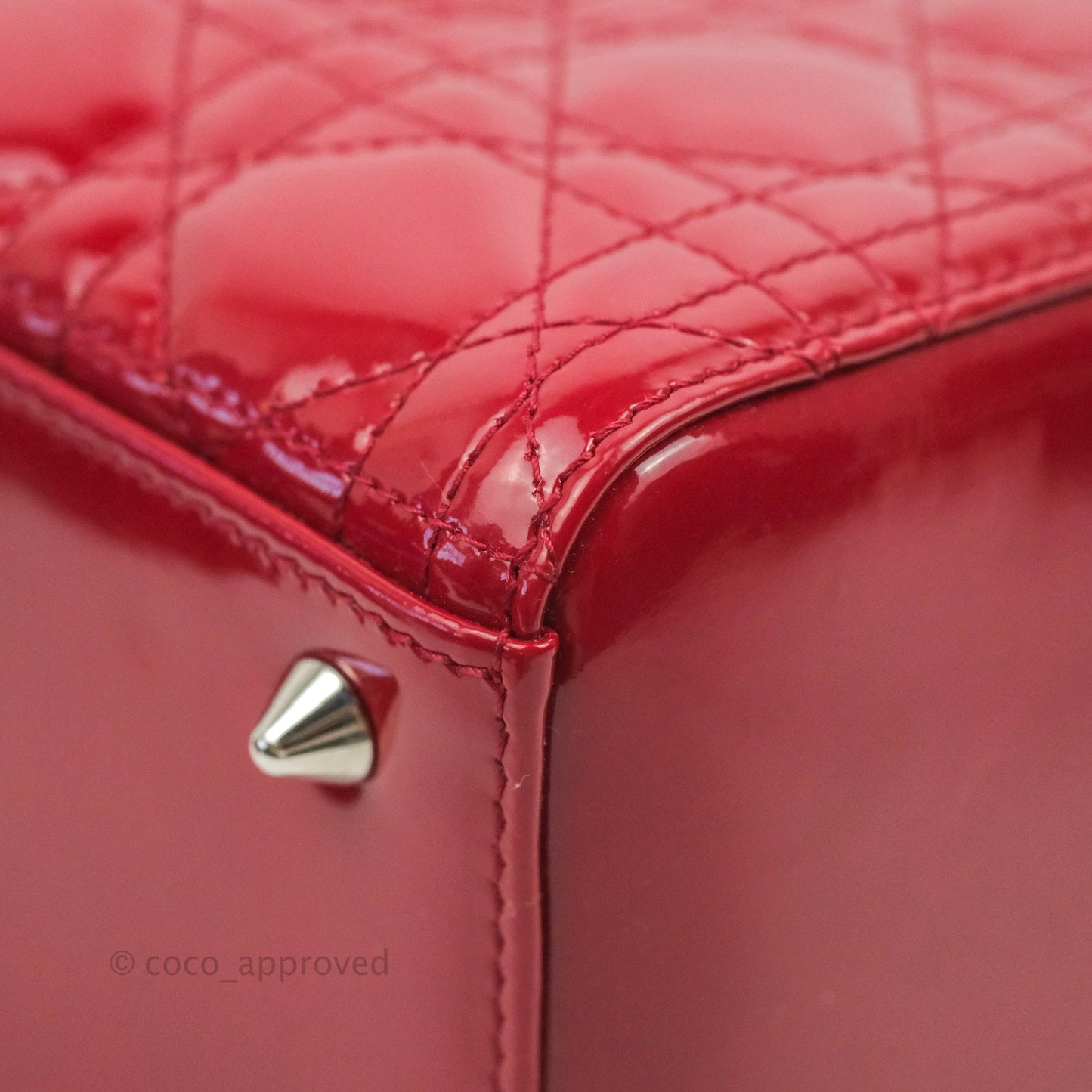 Christian Dior Medium Lady Dior Red Patent Silver Hardware