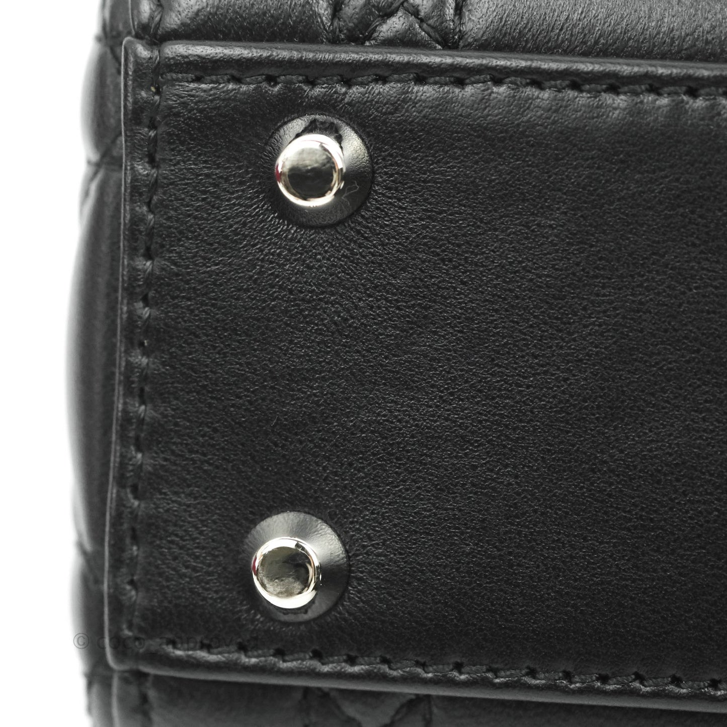Christian Dior Cannage Mini Lady Dior Black Silver Hardware