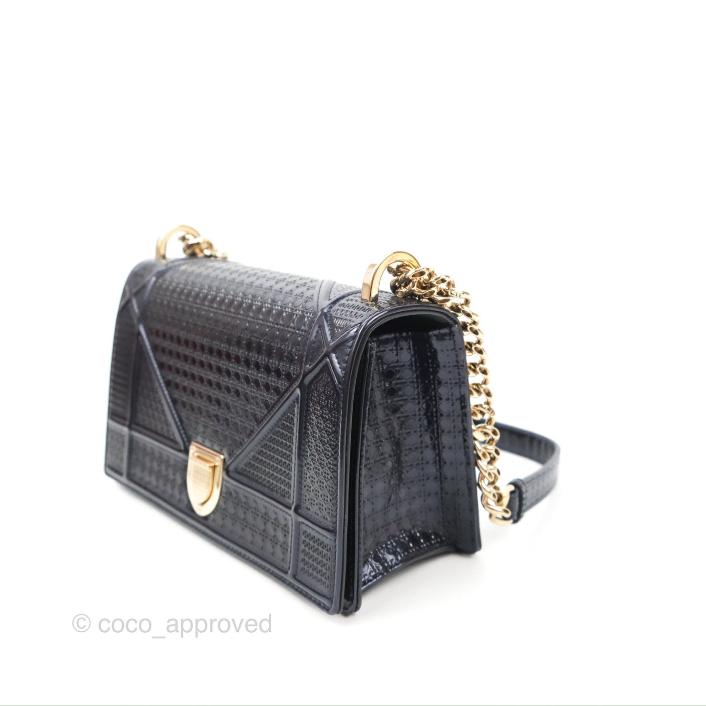Christian Dior Small Diorama Flap Bag Dark Metallic Calfskin Gold Hardware