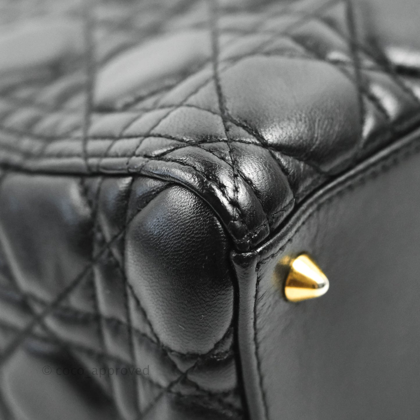 Christian Dior Medium Lady Dior Black Lambskin Gold Hardware