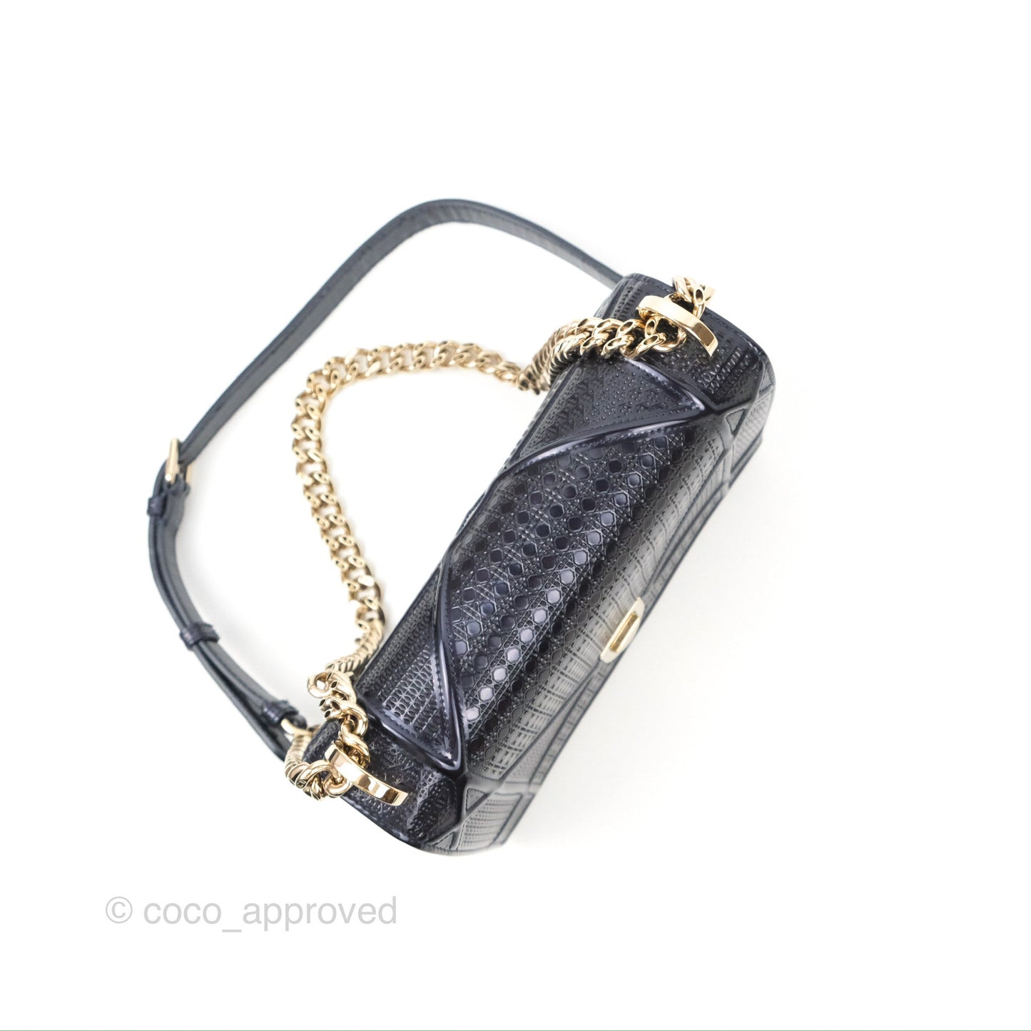Christian Dior Small Diorama Flap Bag Dark Metallic Calfskin Gold Hardware