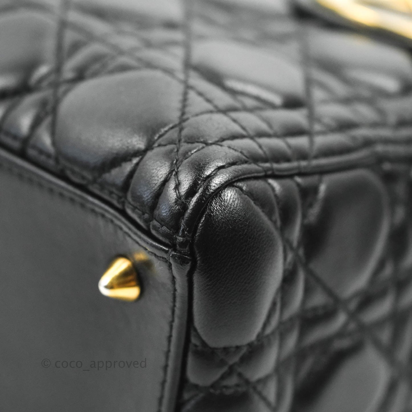 Christian Dior Medium Lady Dior Black Lambskin Gold Hardware