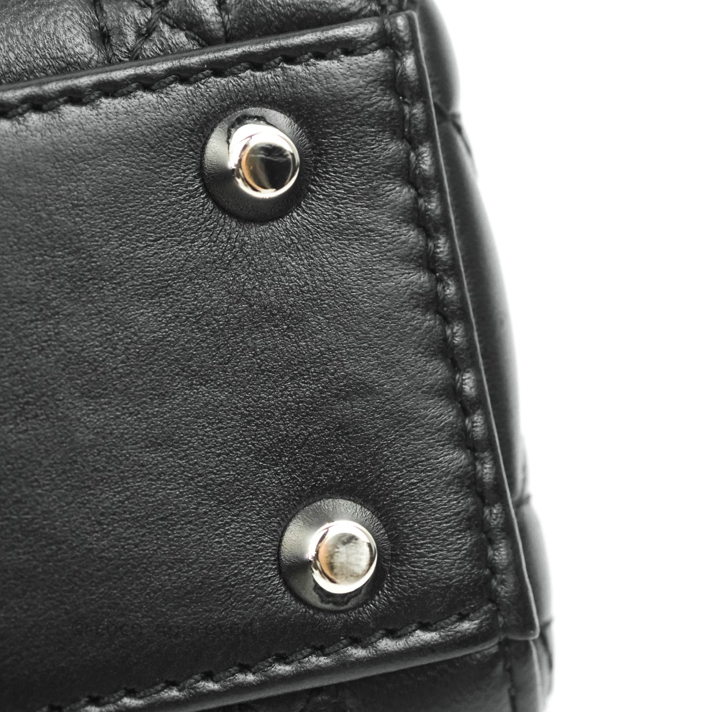 Christian Dior Cannage Mini Lady Dior Black Silver Hardware