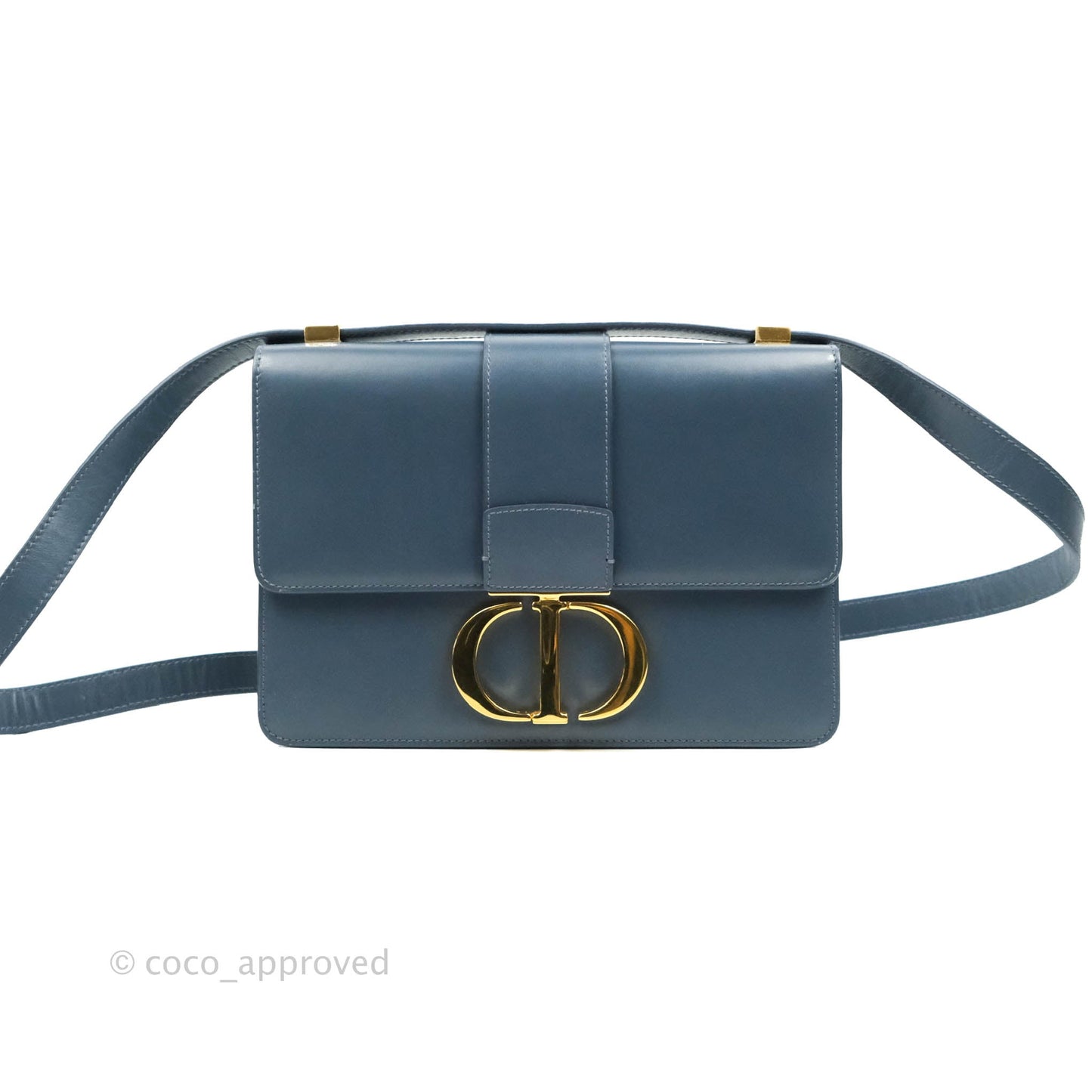 Christian Dior 30 Montaigne Bag Blue Calfskin Gold Hardware