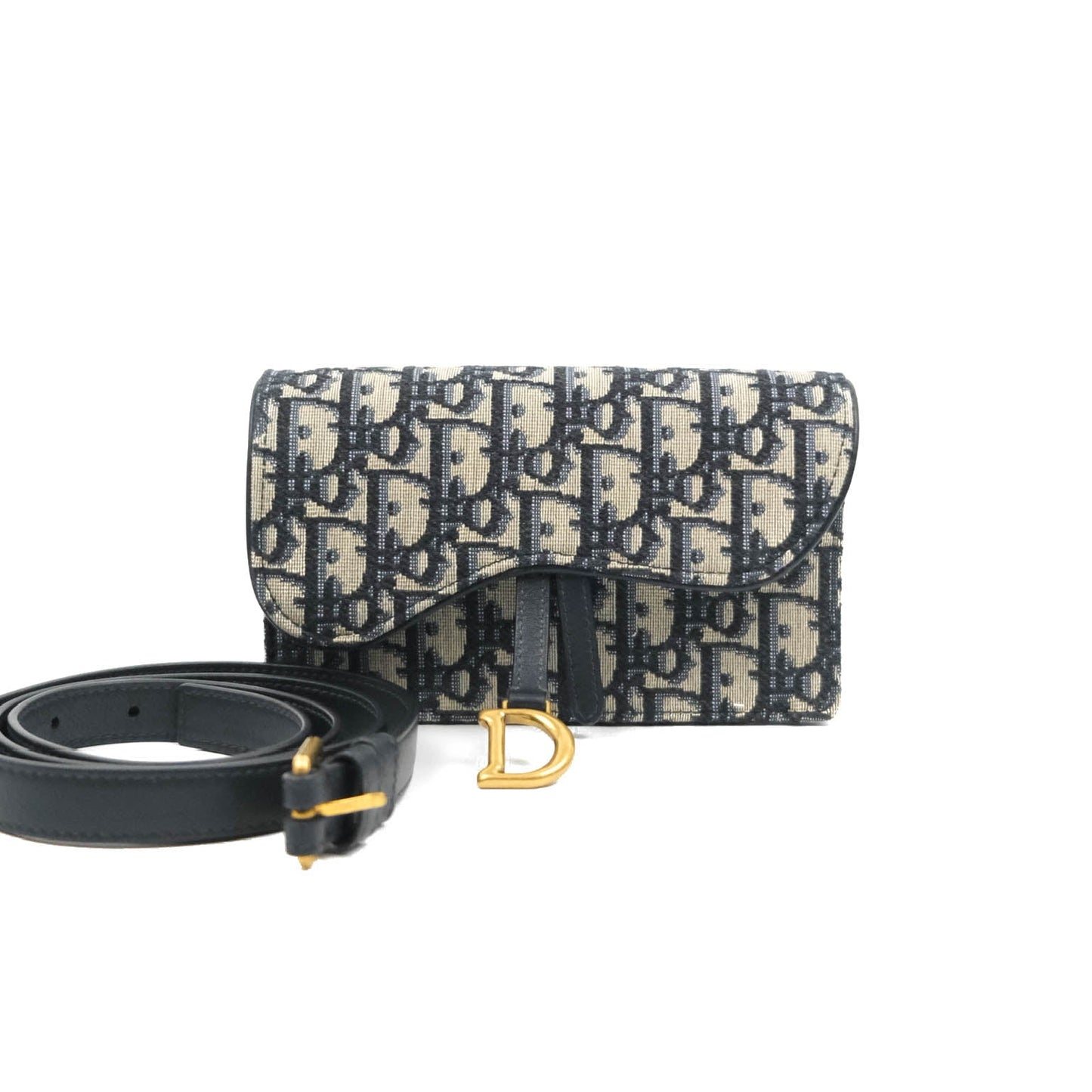 Christian Dior Blue Dior Oblique Jacquard Saddle Belt Pouch