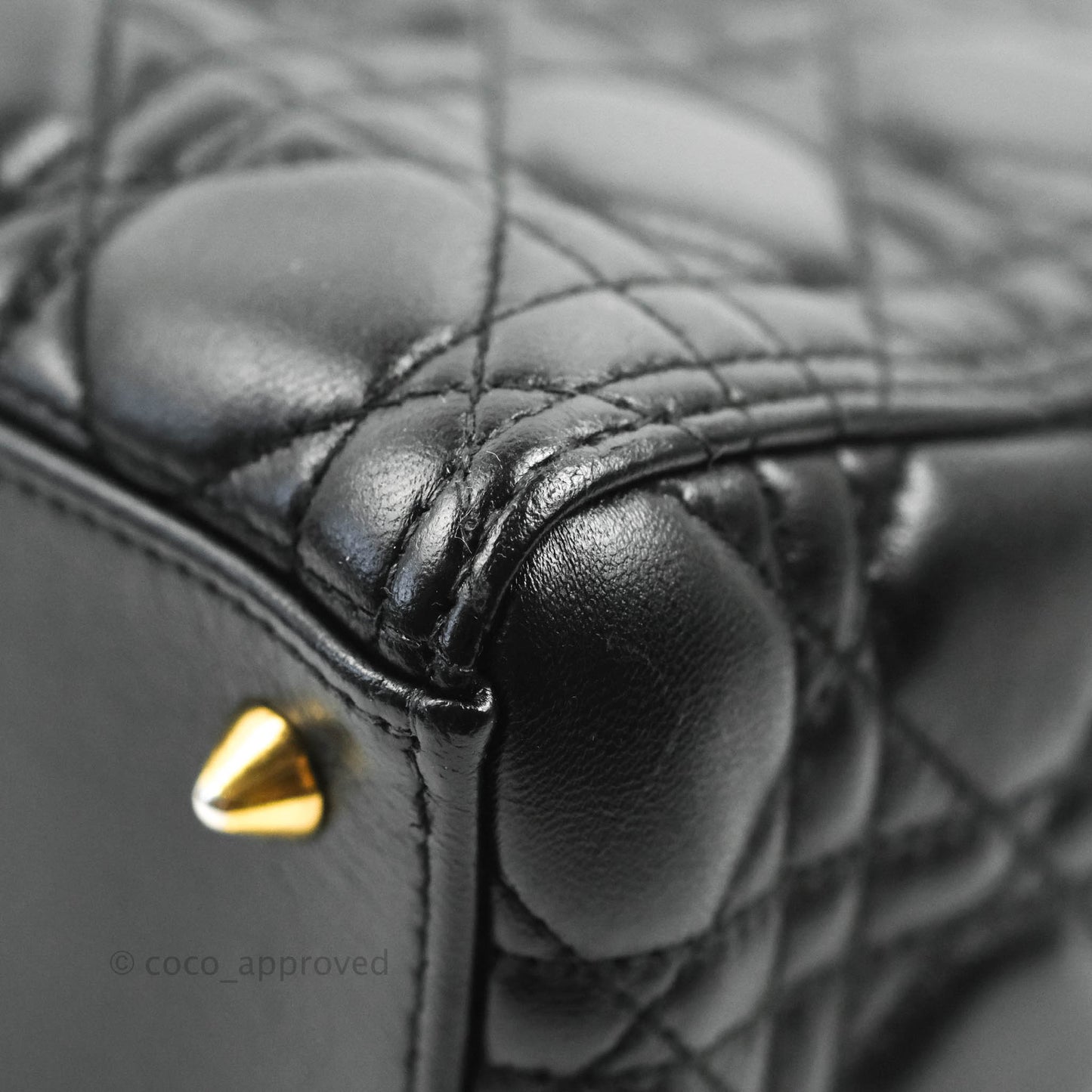 Christian Dior Medium Lady Dior Black Lambskin Gold Hardware