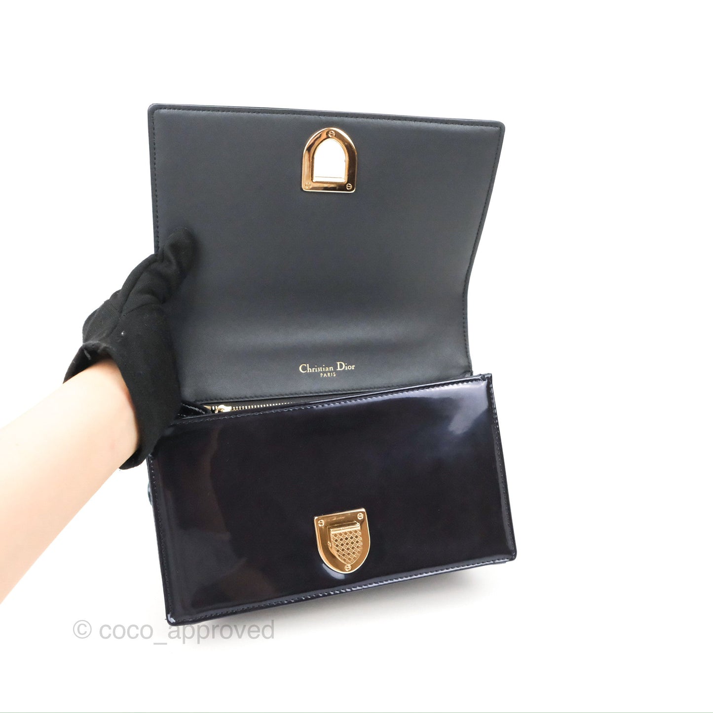 Christian Dior Small Diorama Flap Bag Dark Metallic Calfskin Gold Hardware