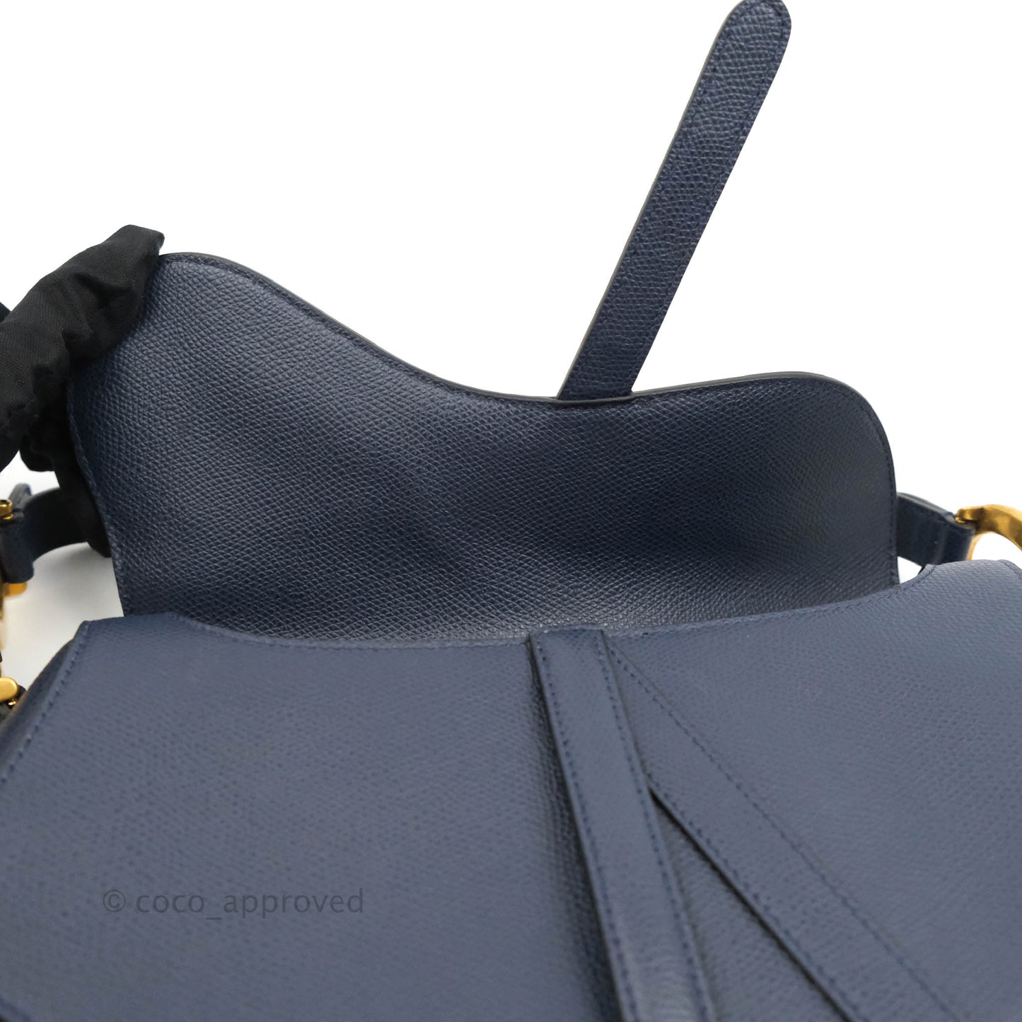 Christian Dior Saddle Bag Navy Grained Calfskin Gold Hardware
