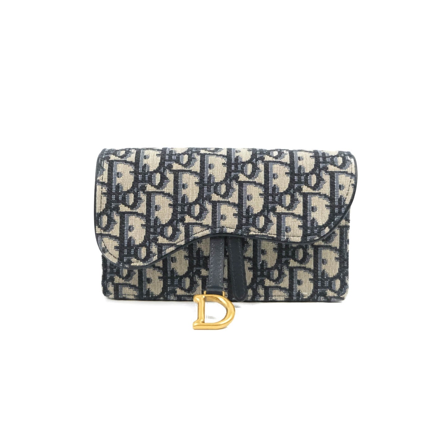 Christian Dior Blue Dior Oblique Jacquard Saddle Belt Pouch