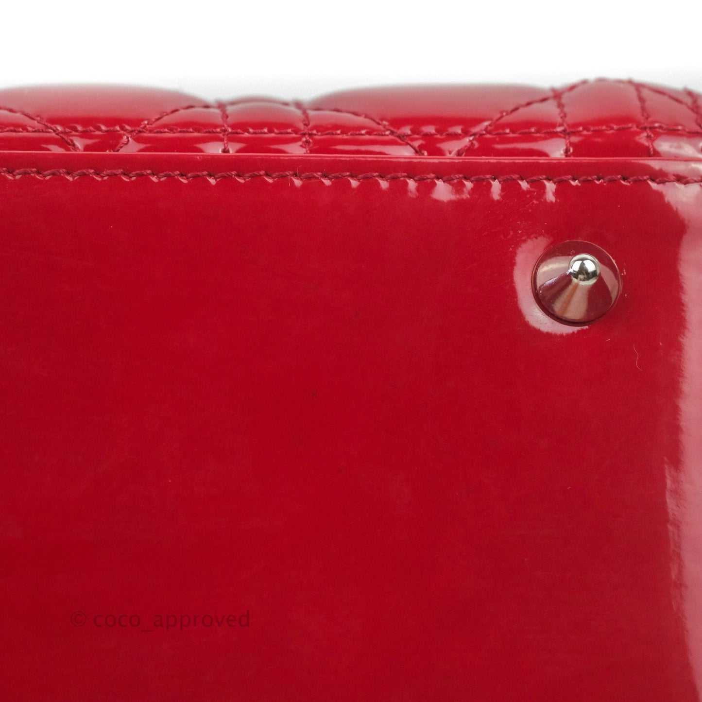 Christian Dior Medium Lady Dior Red Patent Silver Hardware