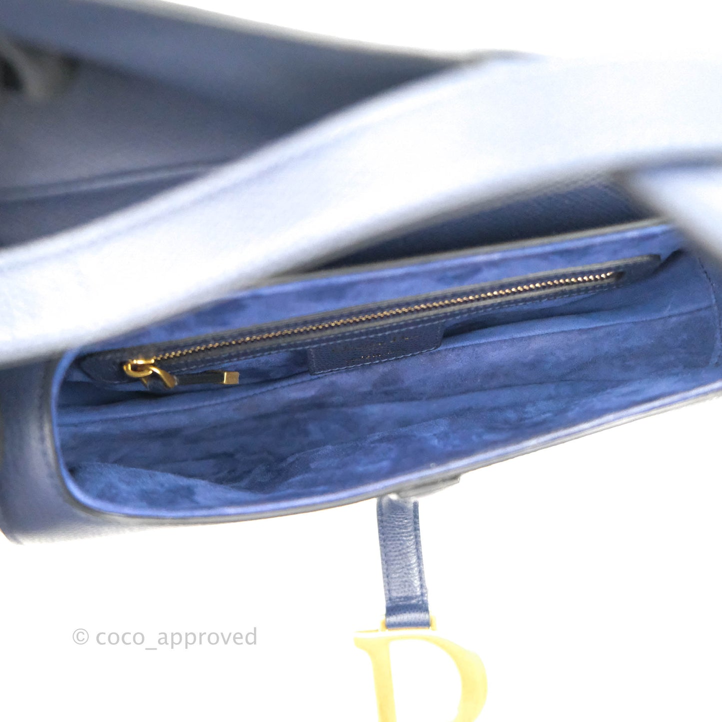 Christian Dior Saddle Bag Navy Grained Calfskin Gold Hardware
