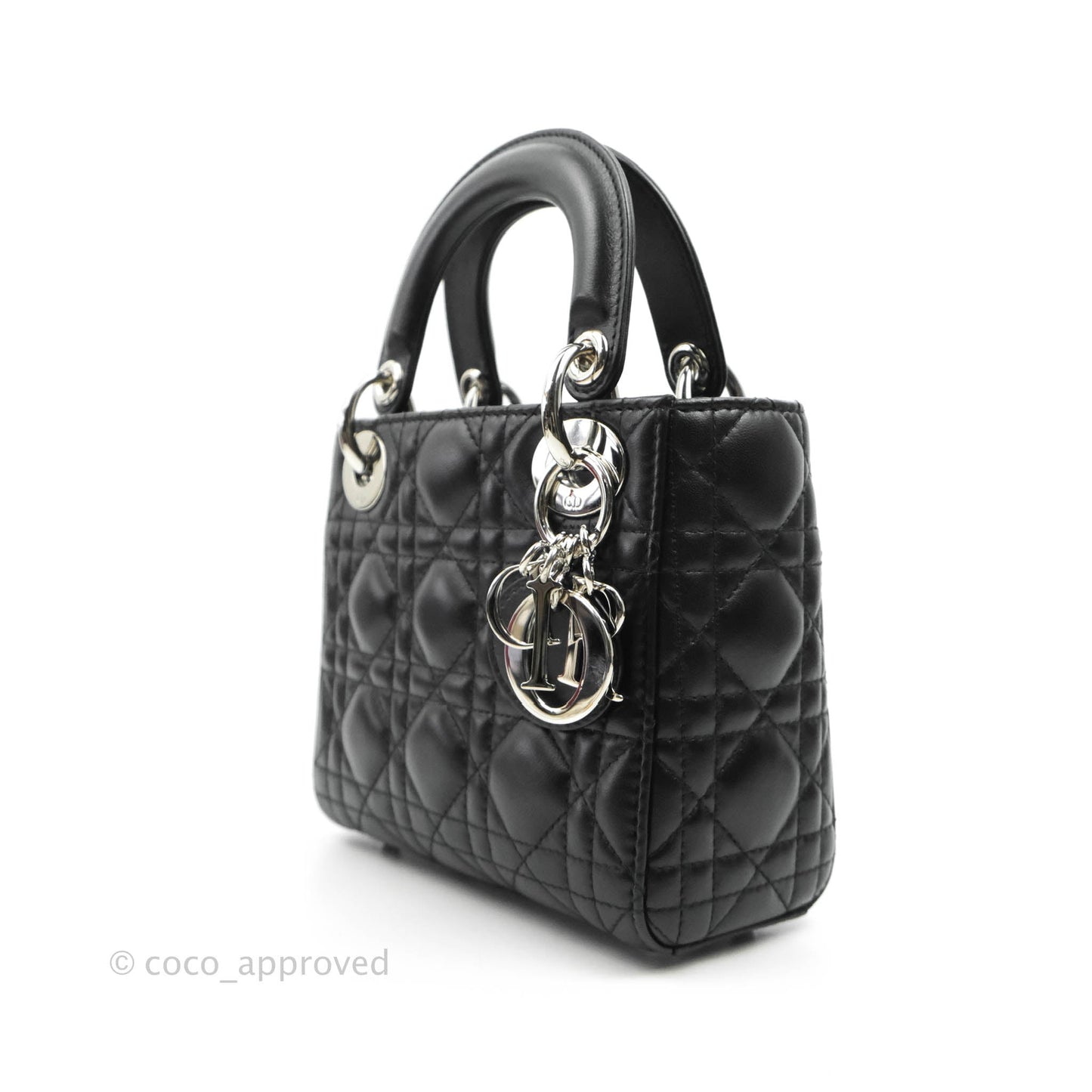 Christian Dior Cannage Mini Lady Dior Black Silver Hardware