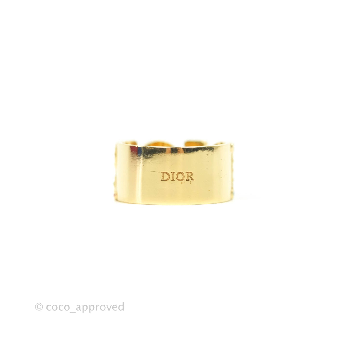 Christian Dior Rainbow Crystal Ring Gold Tone Size L