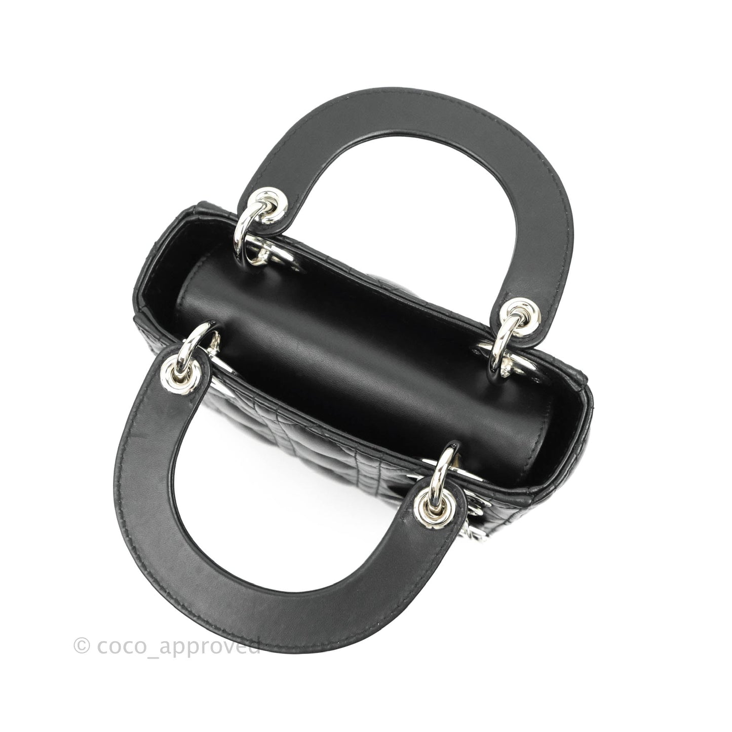 Christian Dior Cannage Mini Lady Dior Black Silver Hardware