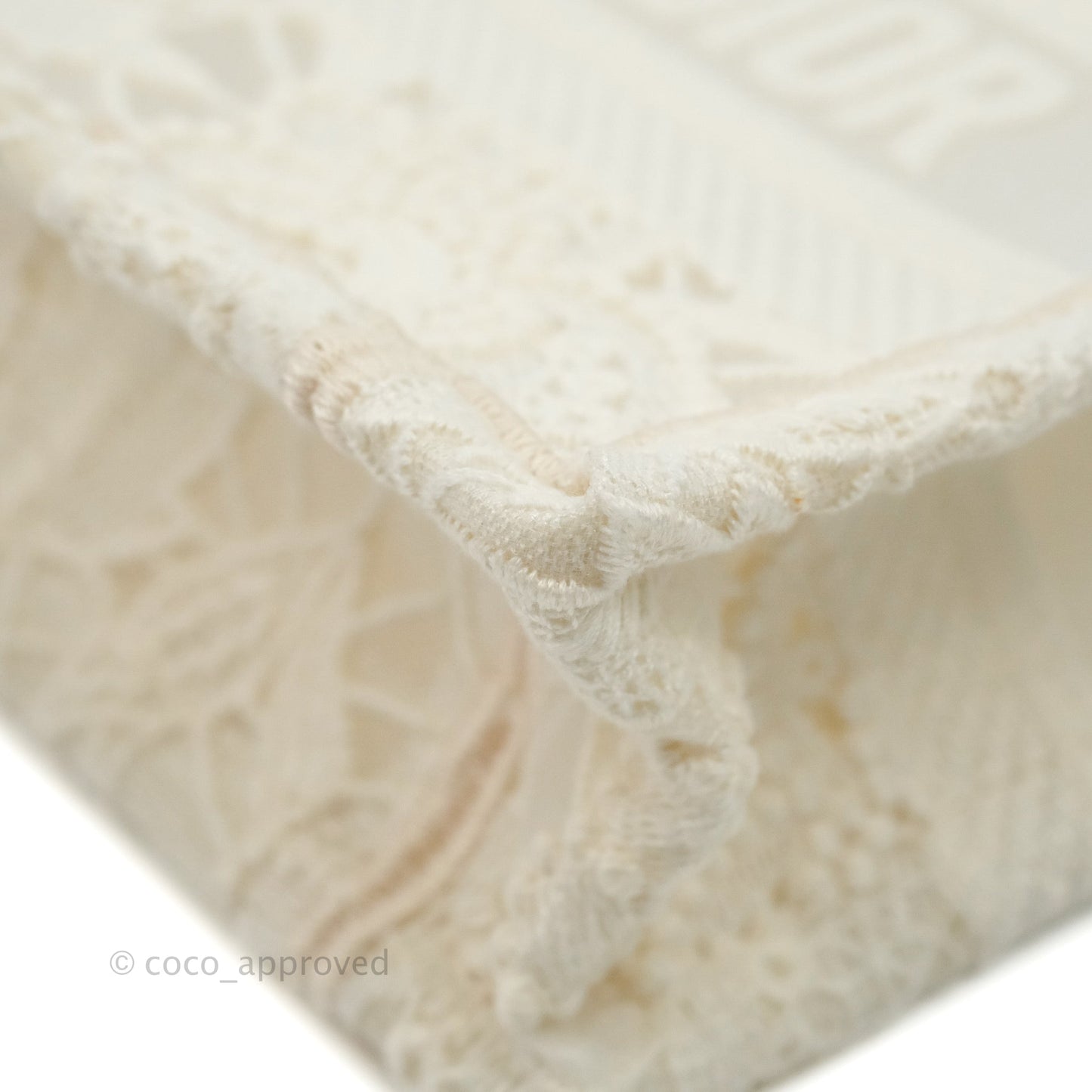 Dior Mini Book Tote Natural Macramé-Effect Embroidery