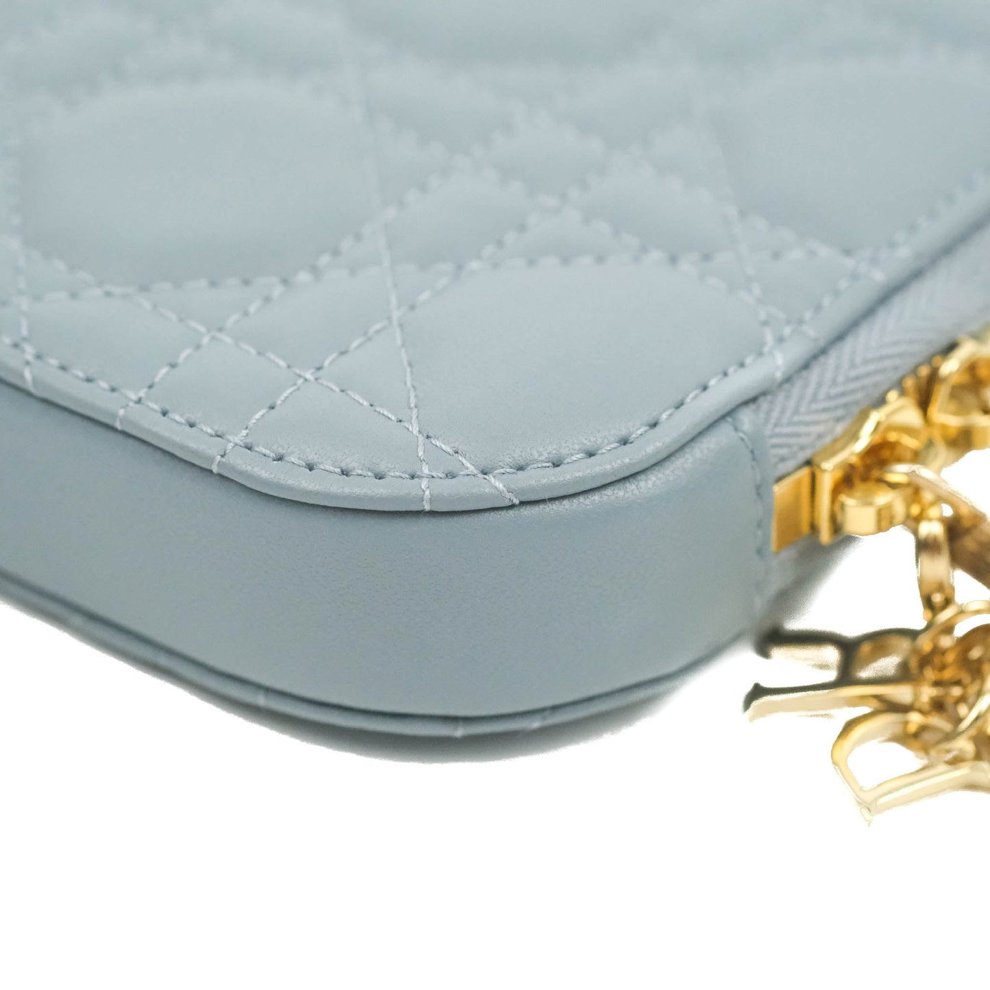 Christian Dior Lady Dior Phone Holder Cloud Blue Cannage Lambskin