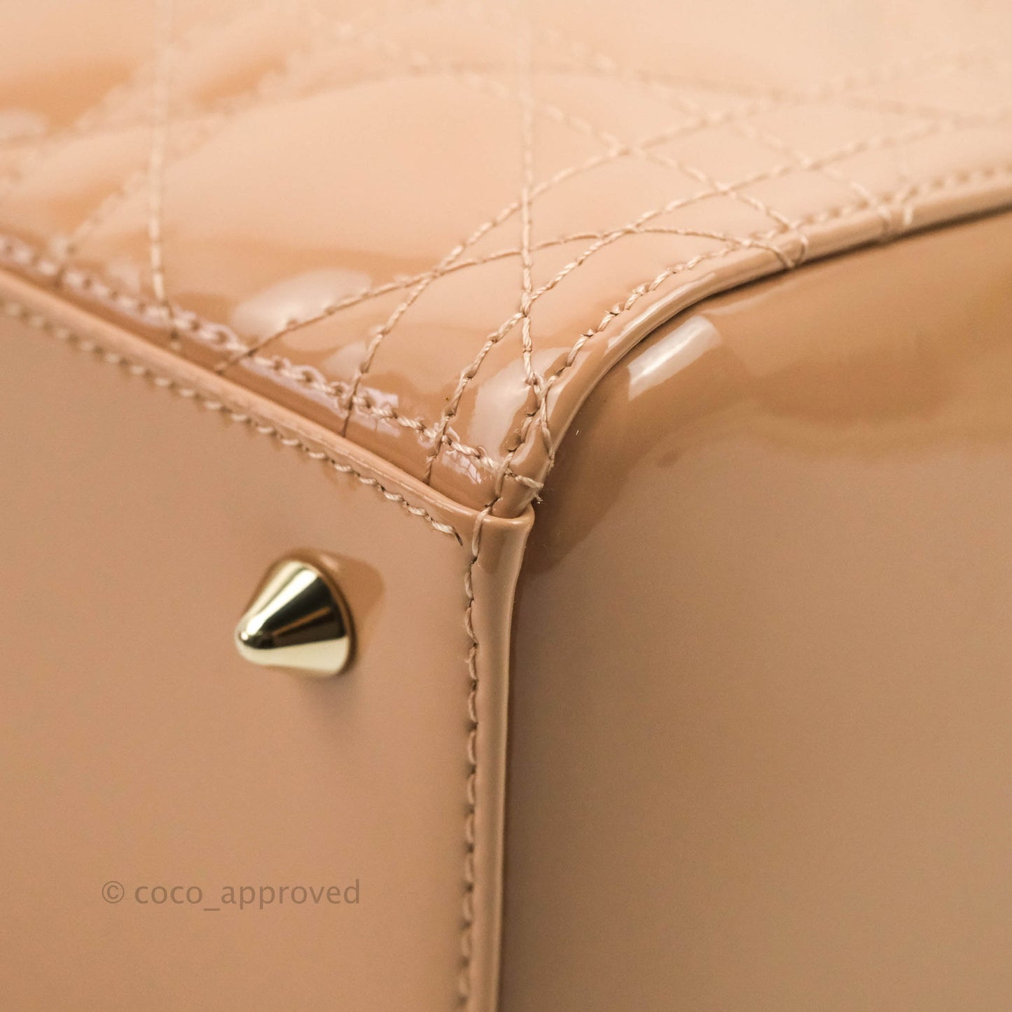 Christian Dior Medium Lady Dior Blush Patent Gold Hardware