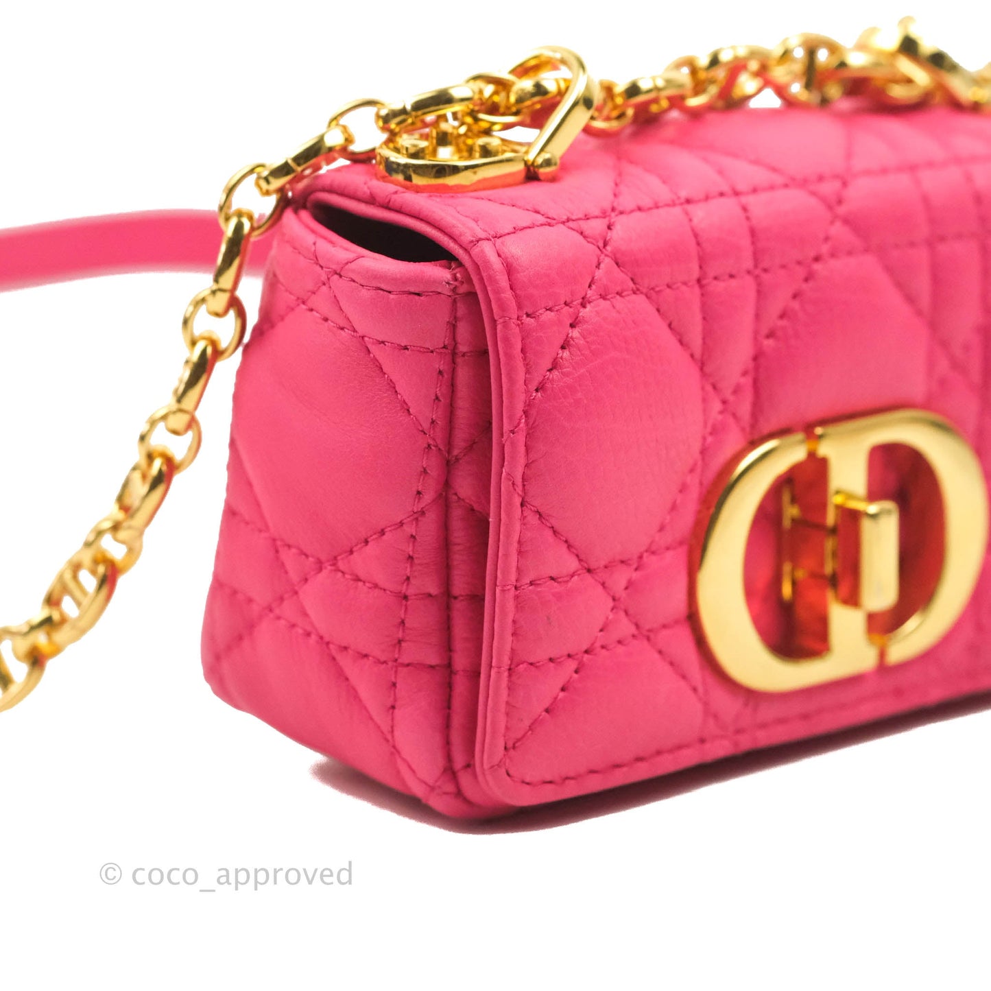 Christian Dior Micro Caro Bag Pink Gold Hardware
