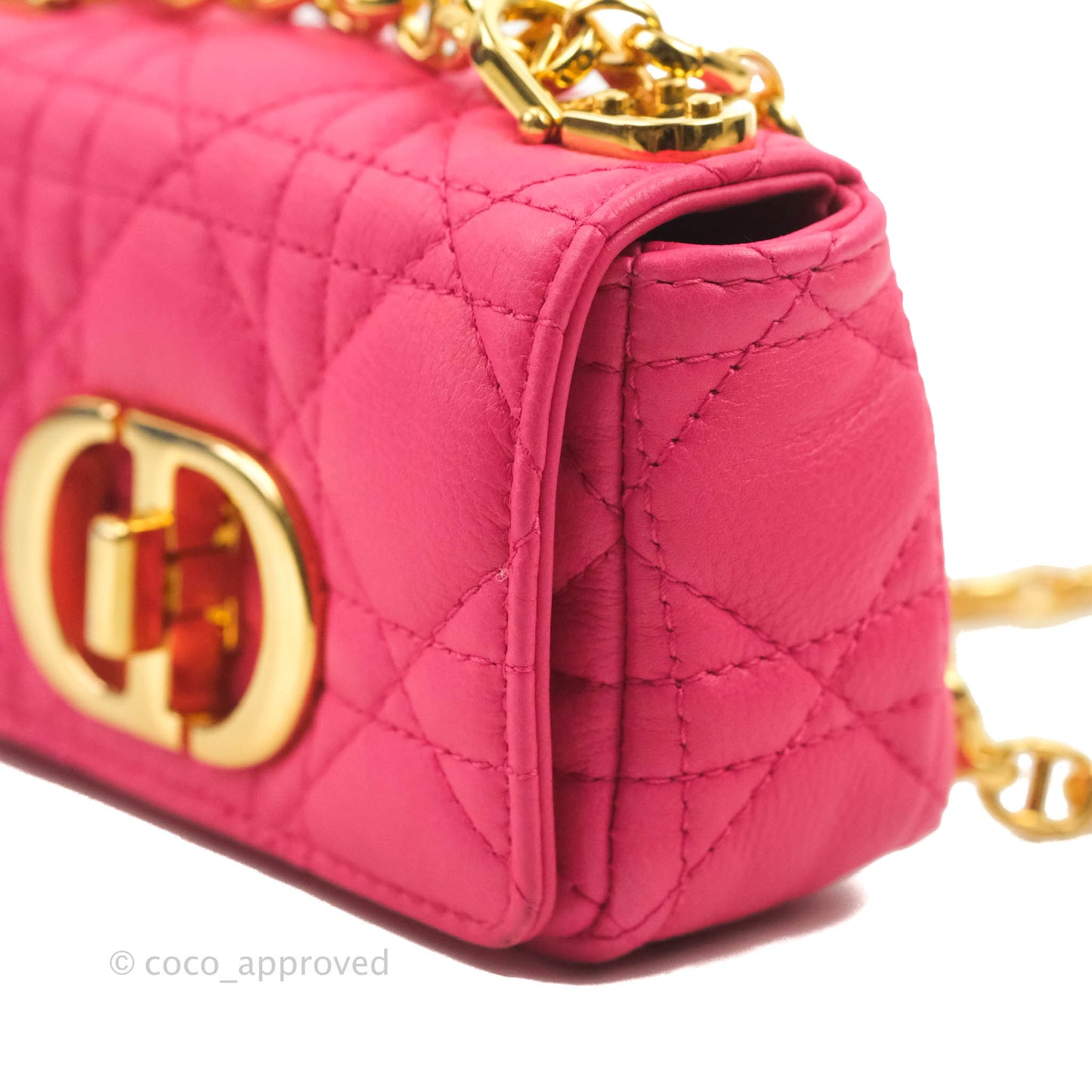 Christian Dior Micro Caro Bag Pink Gold Hardware
