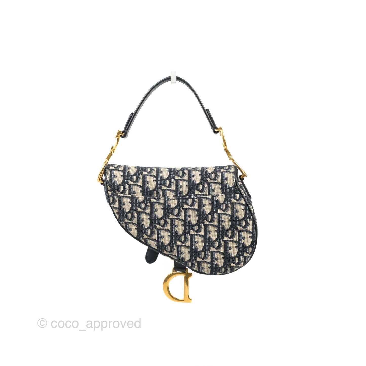Christian Dior Mini Saddle Bag Blue Oblique Jacquard Gold Hardware